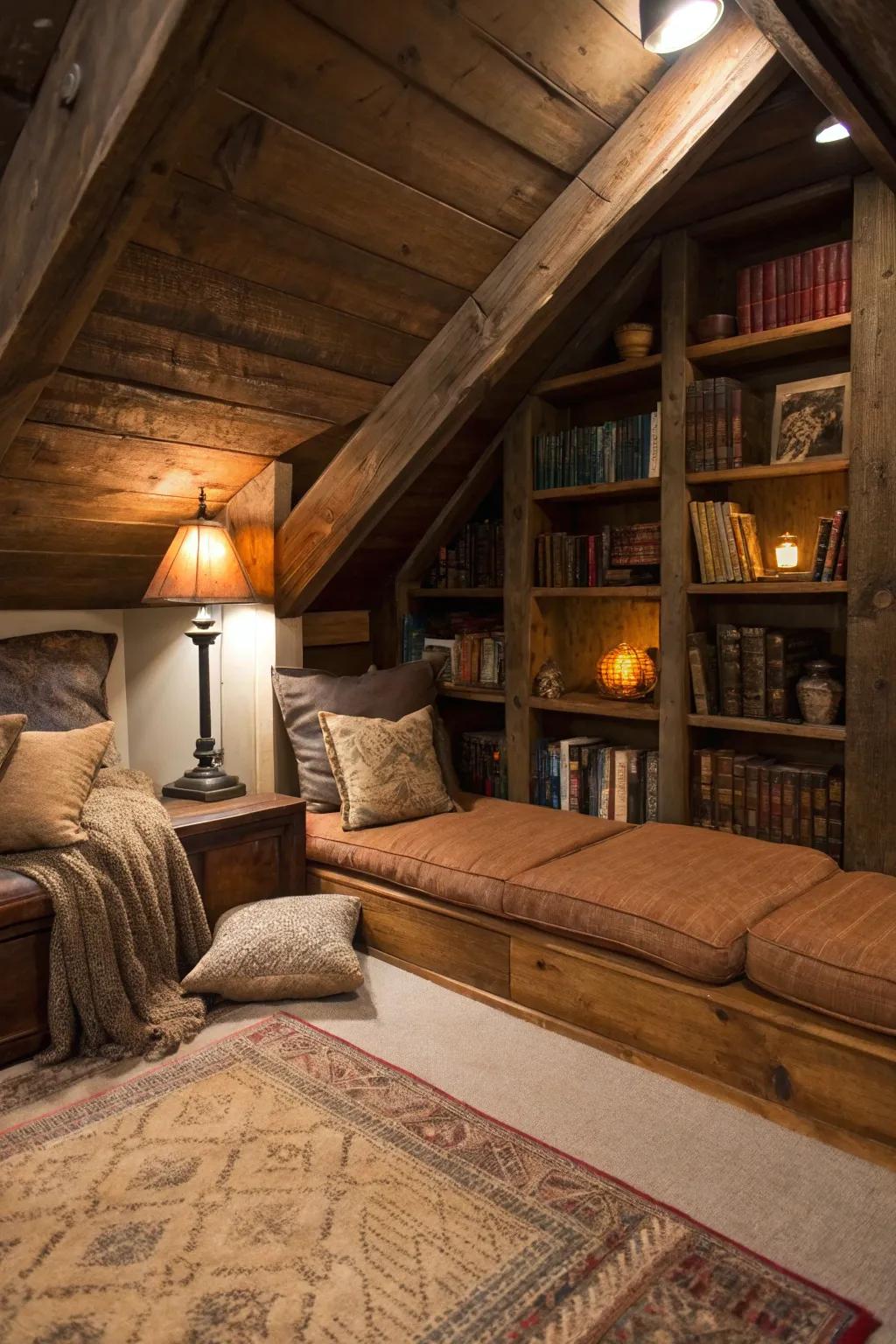 Discover your hidden retreat: a perfectly crafted reading nook under the eaves.