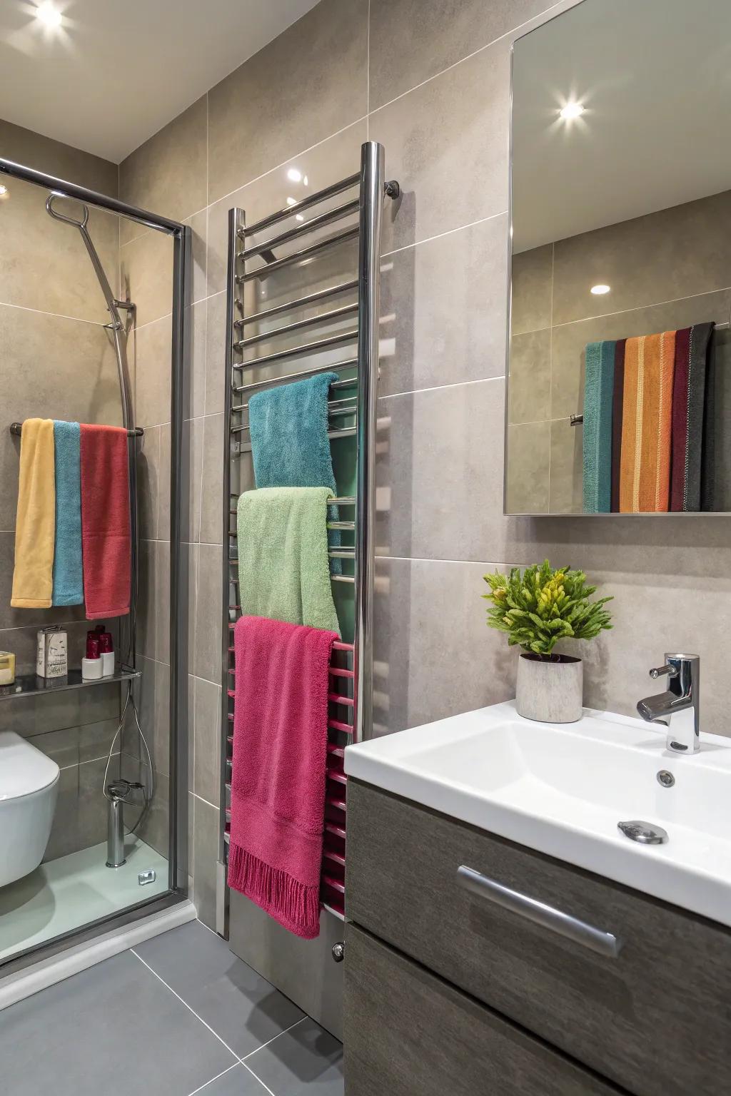 Towel rails combine functionality with decorative appeal.