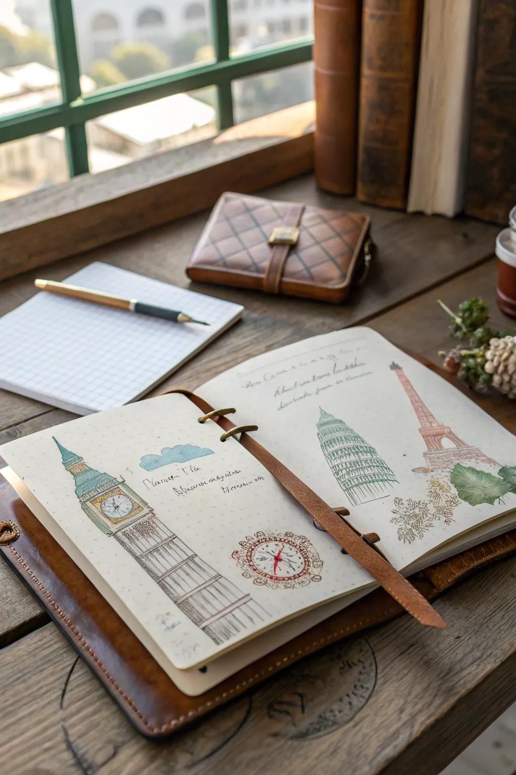 Capture your travel memories beautifully with a handcrafted journal that tells your story.