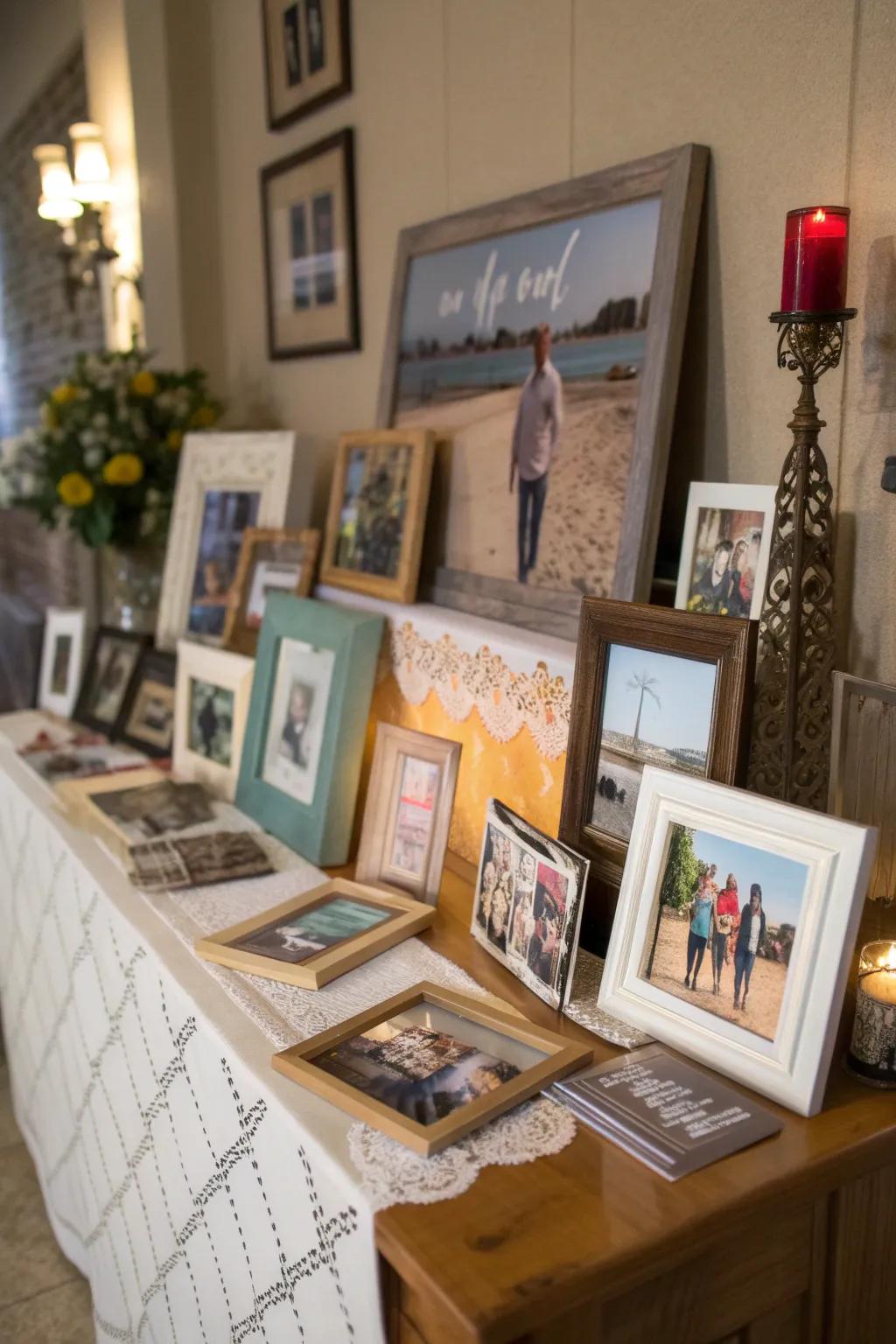 A photo gallery altar that captures cherished memories.