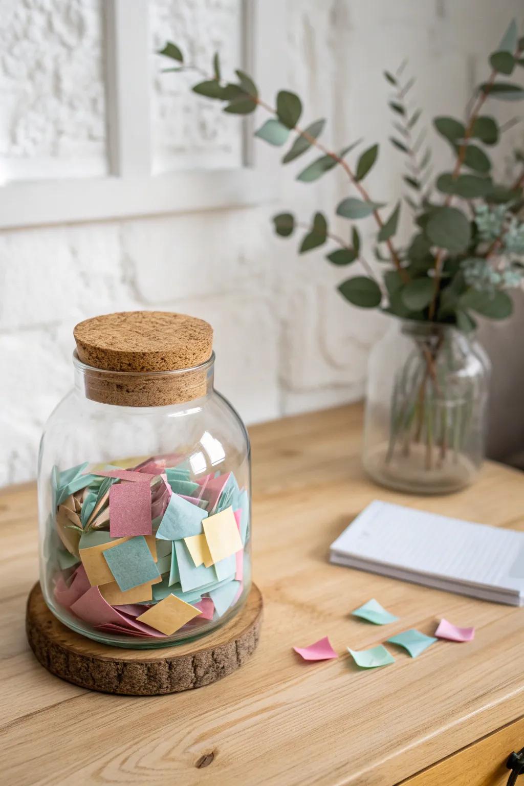 Capture gratitude in a jar — a minimalist yet vibrant way to cherish life's little joys with your best friend.