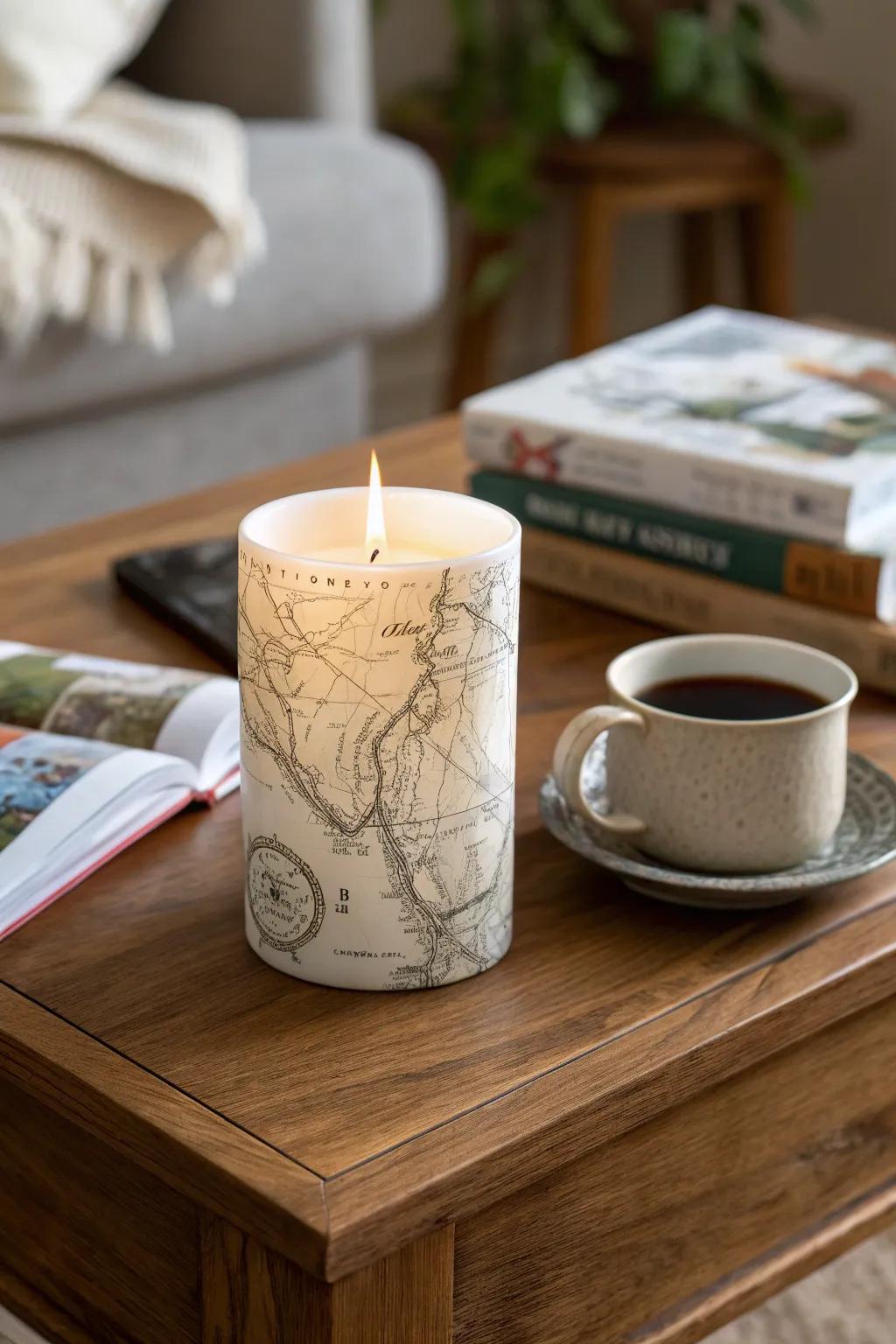 Light up memories with a custom map candle.