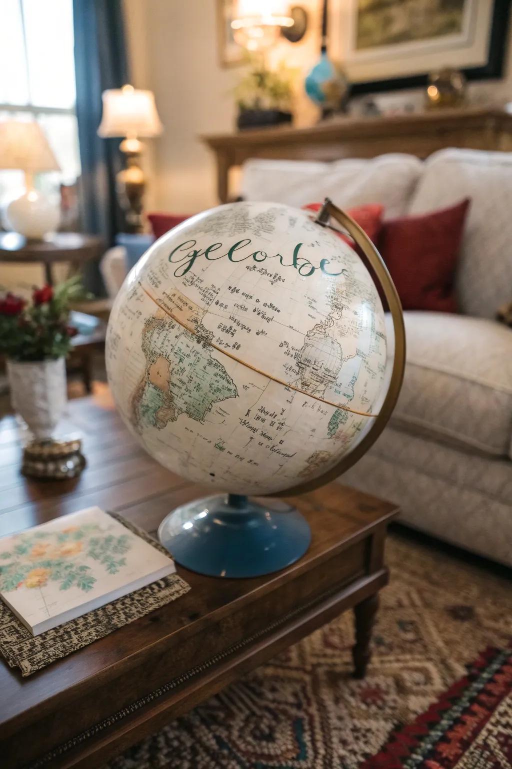 Travel the world through memories with a globe guest book.