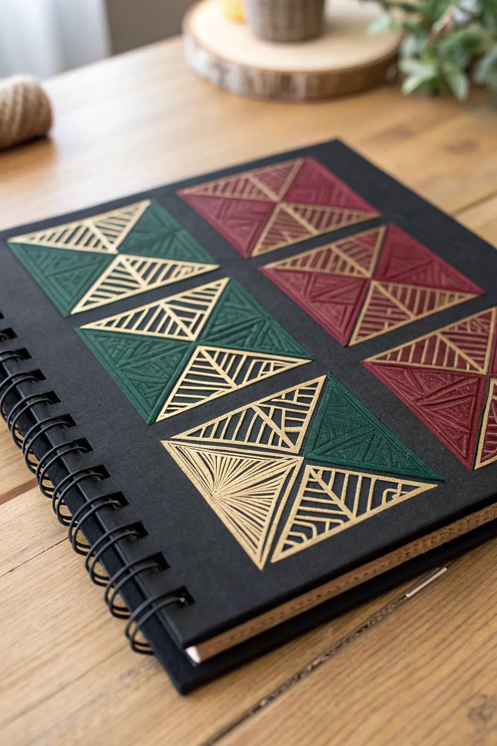 Elevate your scrapbook with bold geometric patterns for a touch of modern elegance.