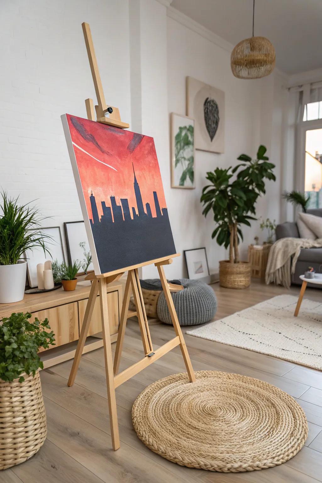 Embrace the city’s charm with bold urban silhouettes and a splash of color. #UrbanArt #MinimalistBoho