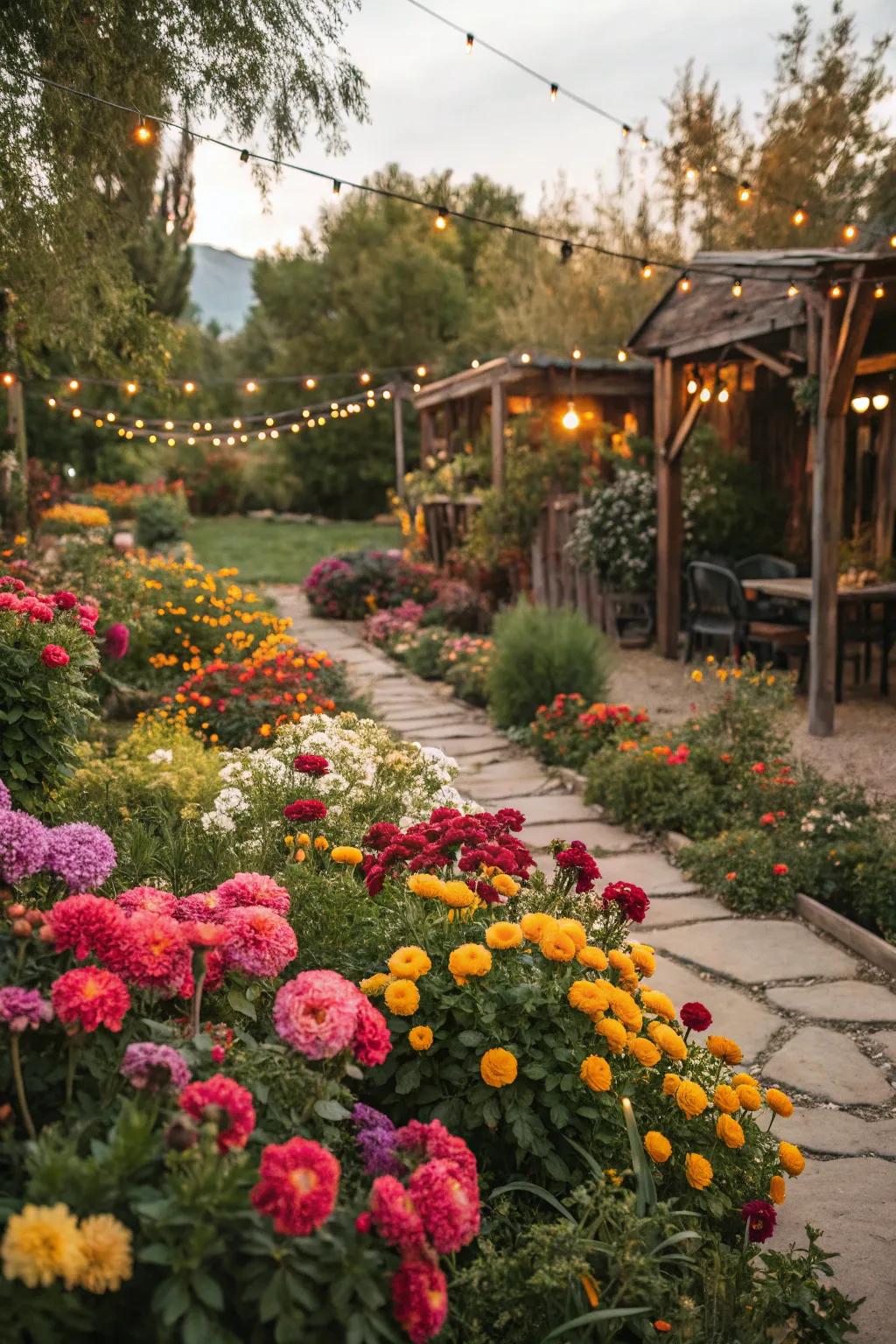 A vibrant display of colorful flowers.