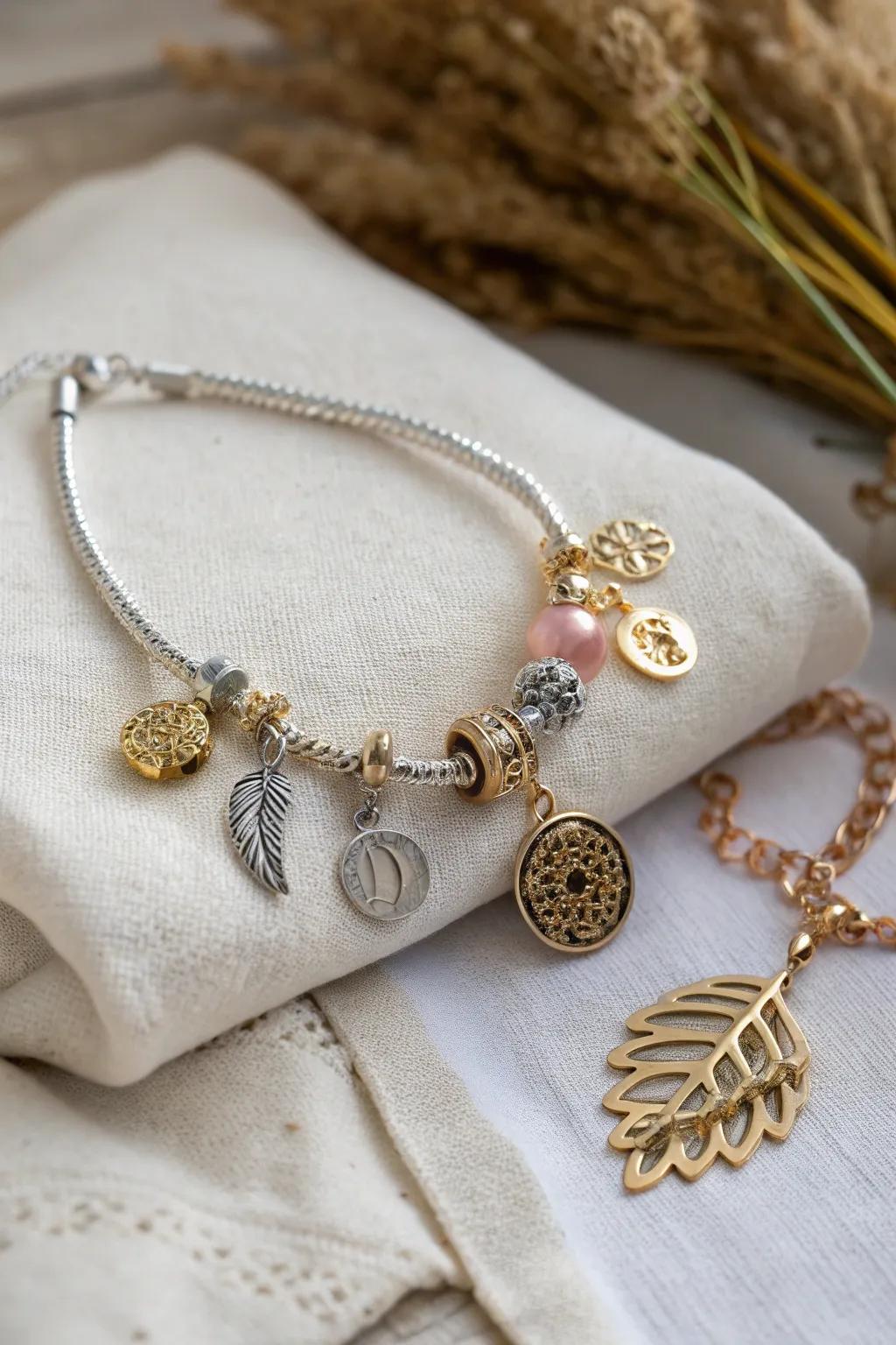 Craft your story with a charm bracelet that blends Scandinavian simplicity with Boho charm.