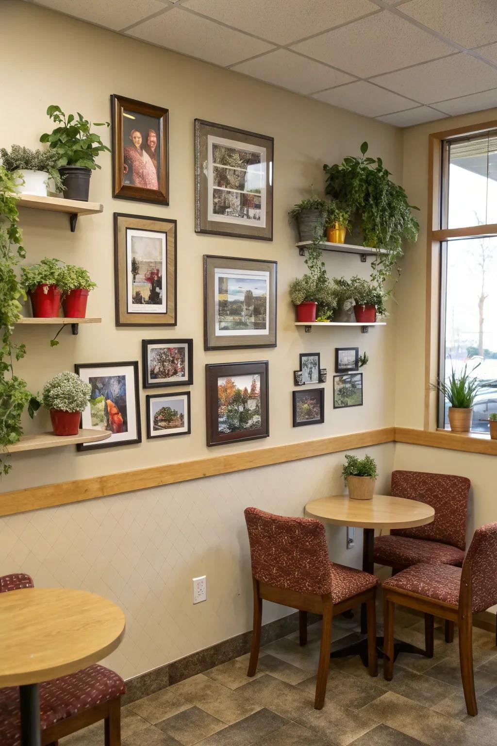 Personal touches make the break room feel more inviting.