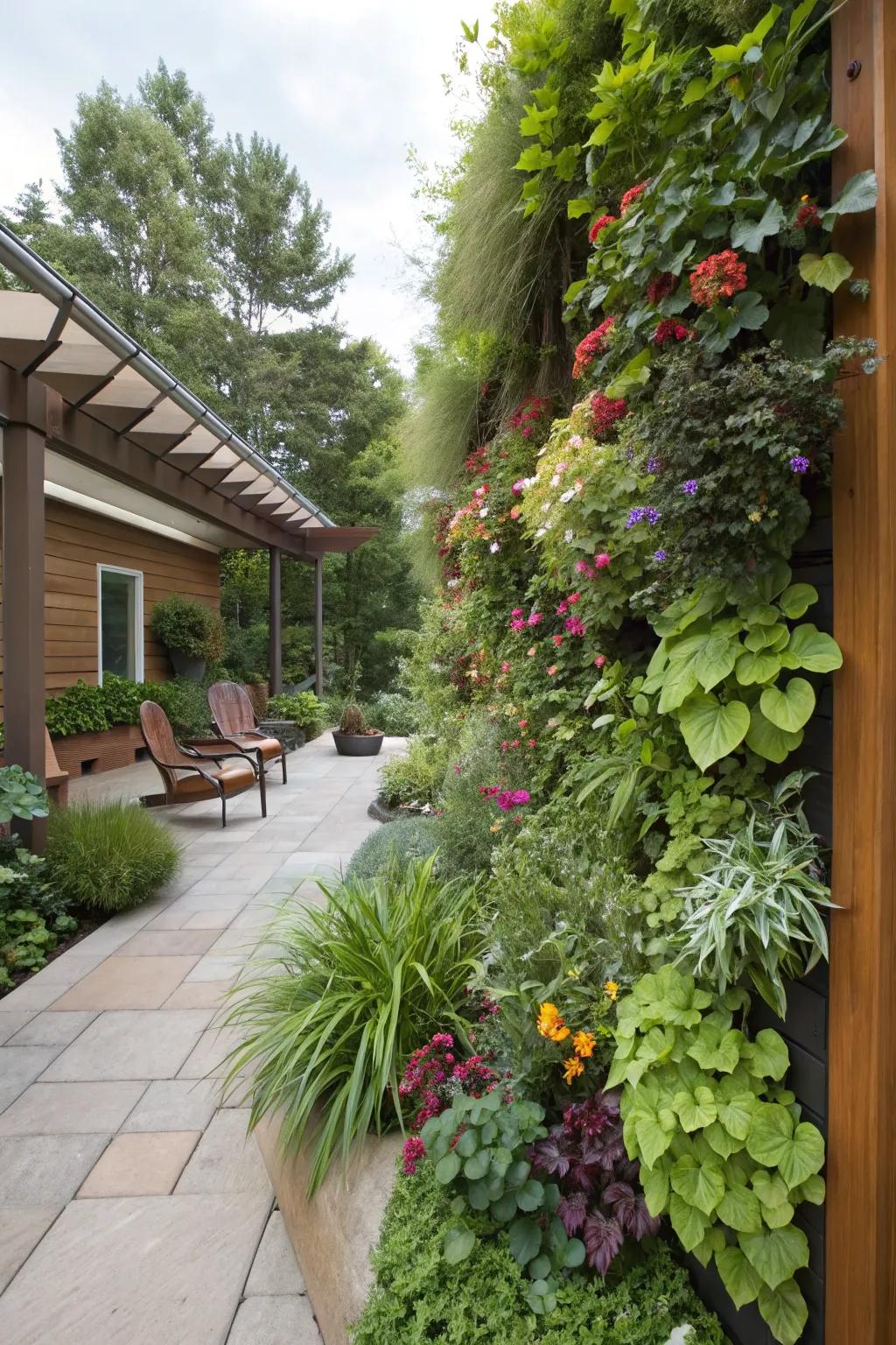 Vertical gardens add lush greenery and make great use of vertical space.