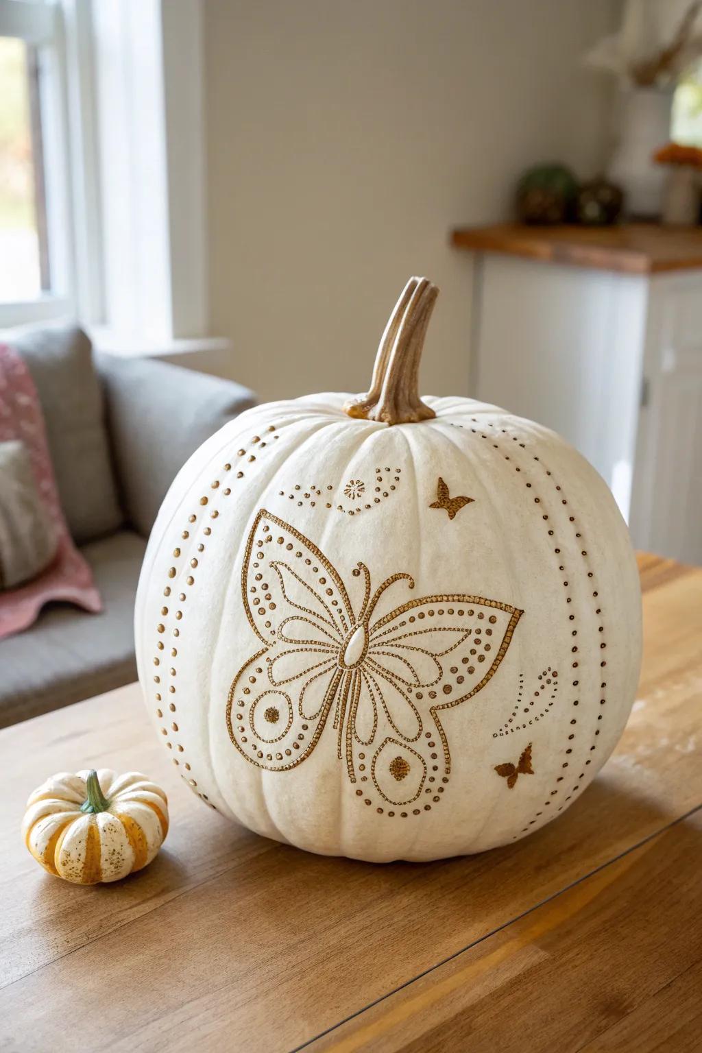 Elevate your autumn decor with textured butterfly carvings, blending minimalist elegance with artistic flair.