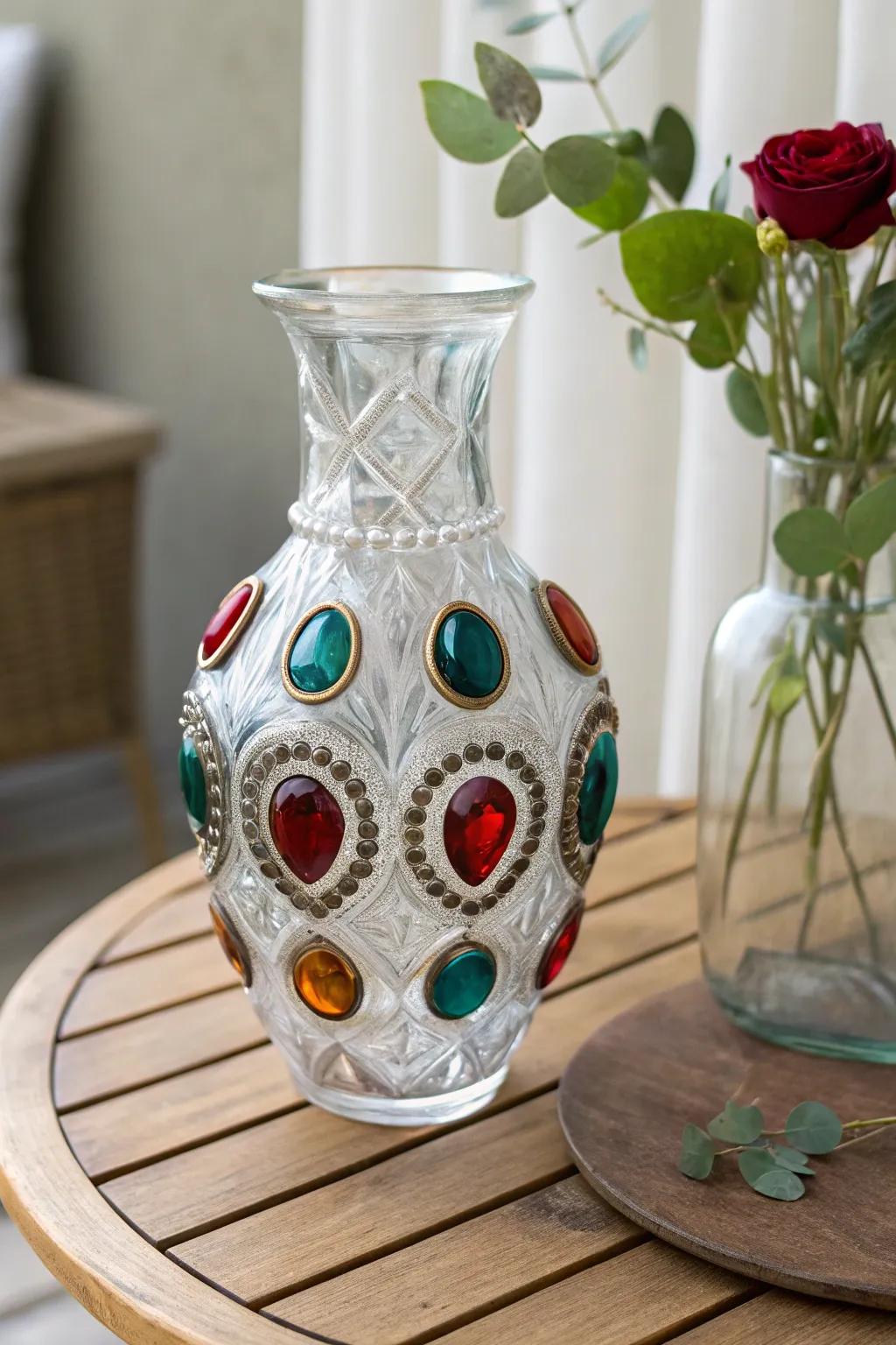 Elevate your decor with cabochon-enhanced vases, where simplicity meets striking beauty.