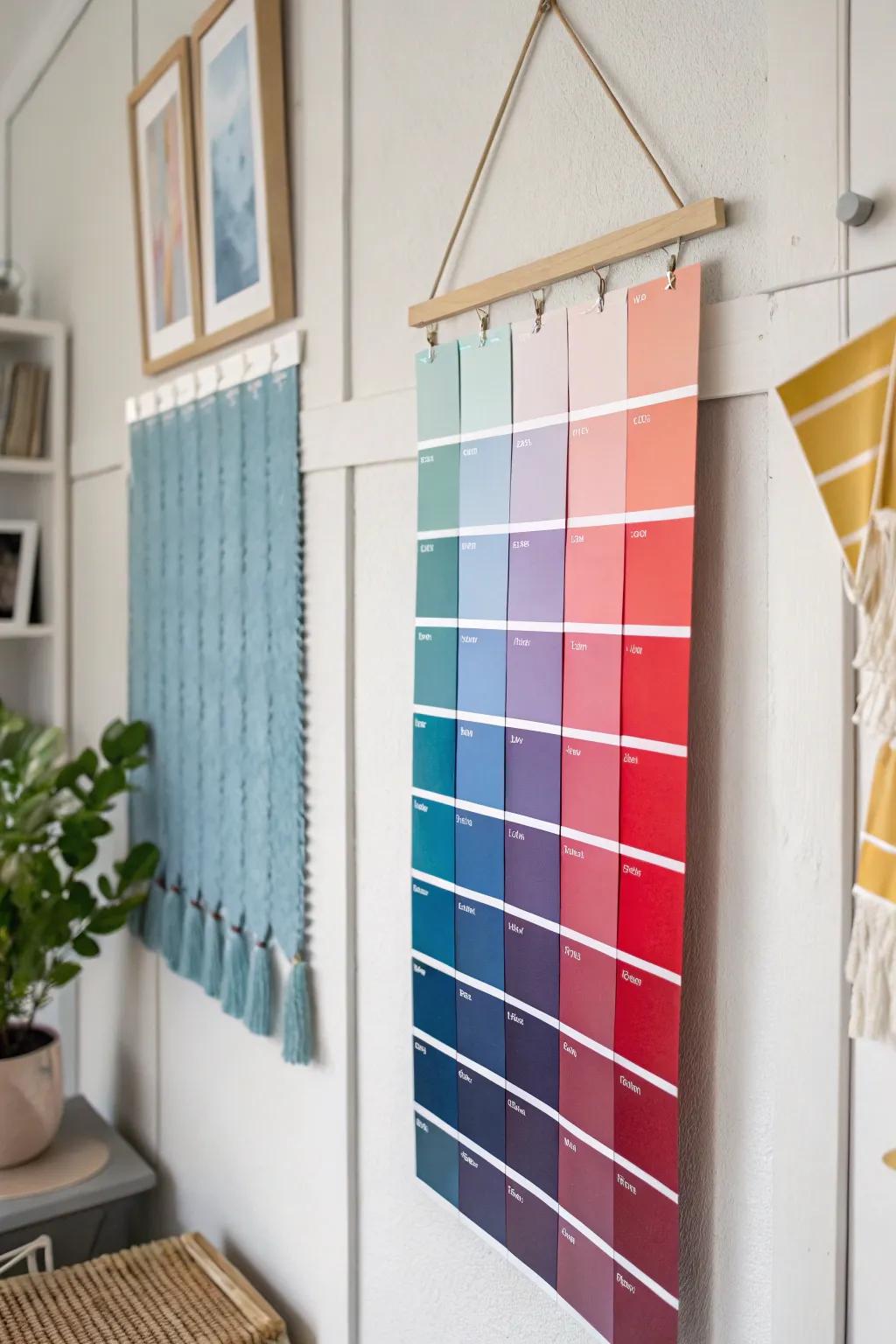 Transform your space with a vibrant paint chip calendar - where minimalist design meets a burst of color!