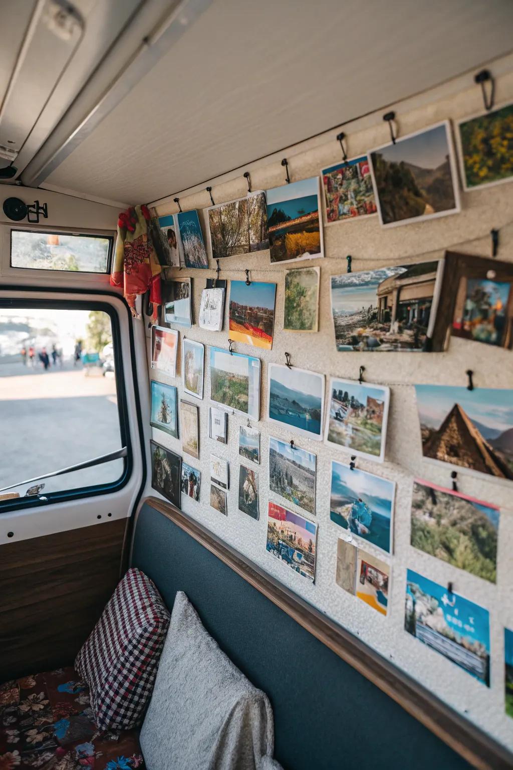 Create a gallery wall to showcase your travel adventures.