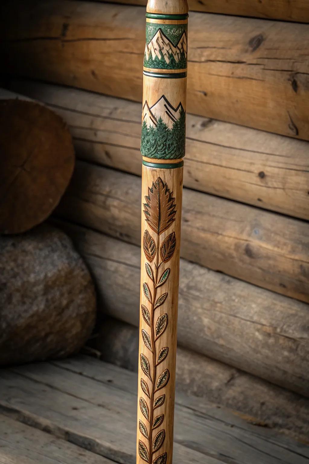Elevate your adventures with a crafted hiking stick that tells your story.