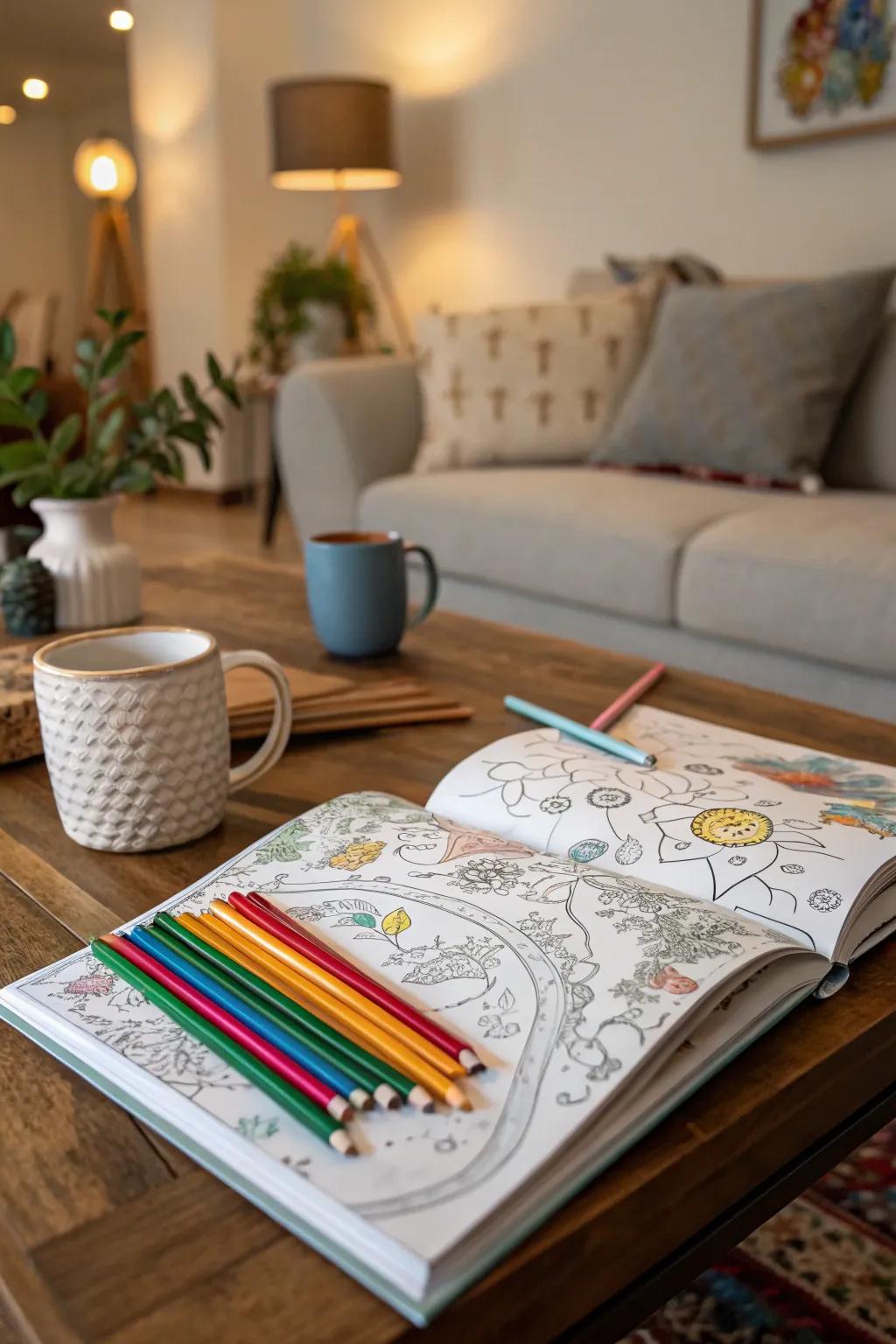 Creative coloring kits for artistic relaxation.