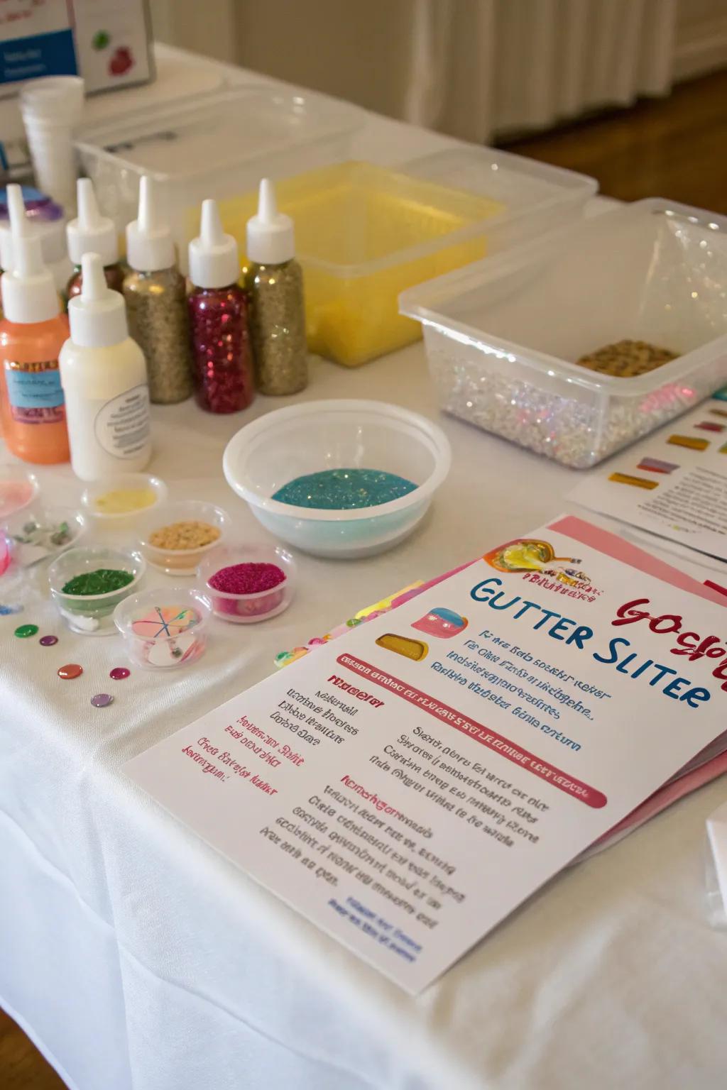 Glitter slime kits for a creative and gooey experience.