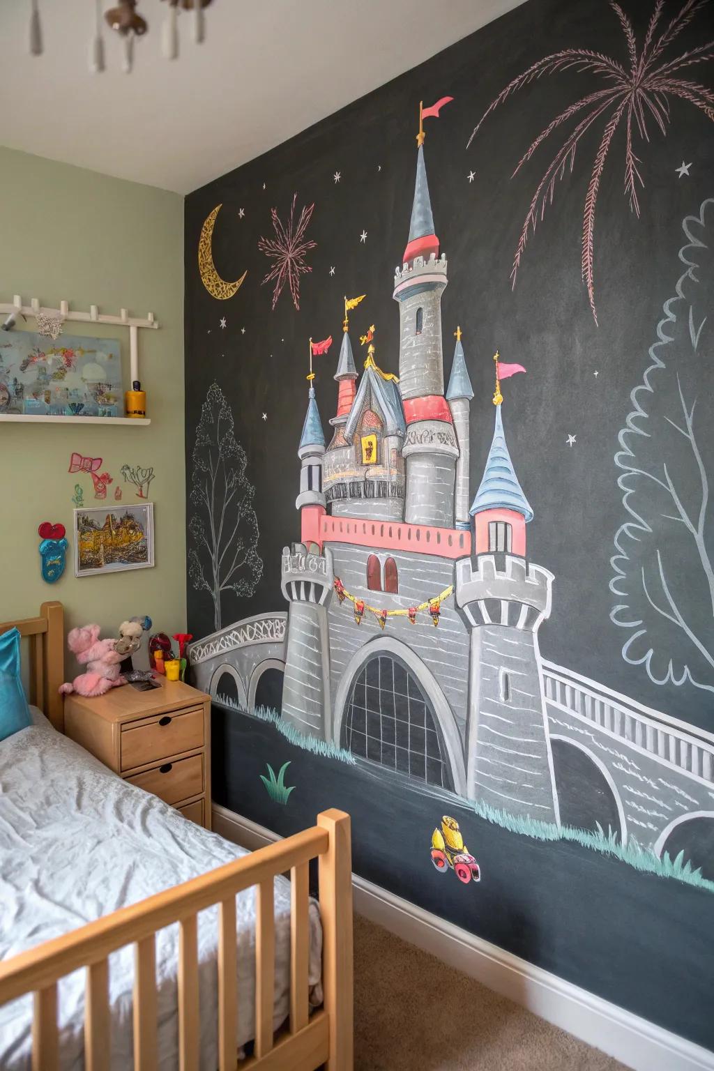 Make dreams come true with a fairytale castle mural.