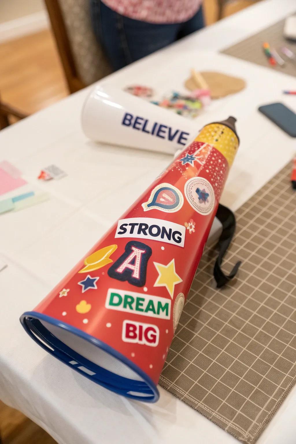 Stickers allow for quick and personal customization of your megaphone.