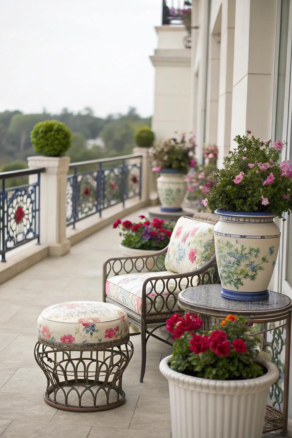 Chinoiserie elements adding elegance to outdoor living.