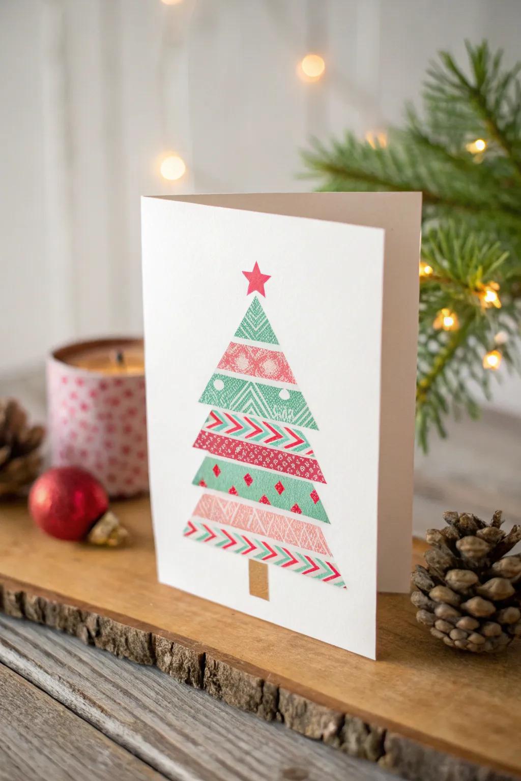 Unleash your child's creativity with these vibrant washi tape Christmas tree cards—simple, mess-free, and beautifully festive!