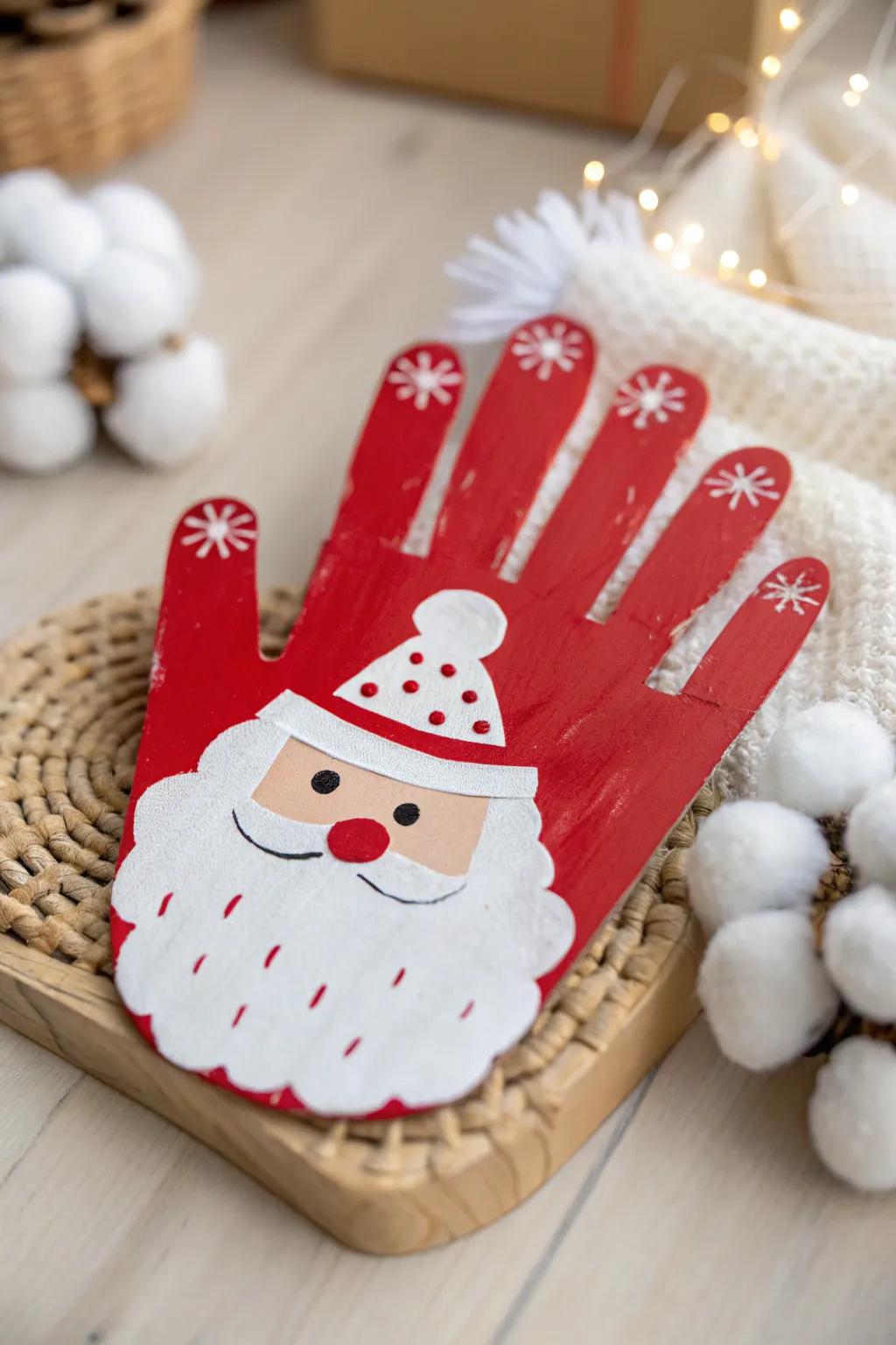 Tiny hands create big holiday magic with this adorable Handprint Santa Claus craft!