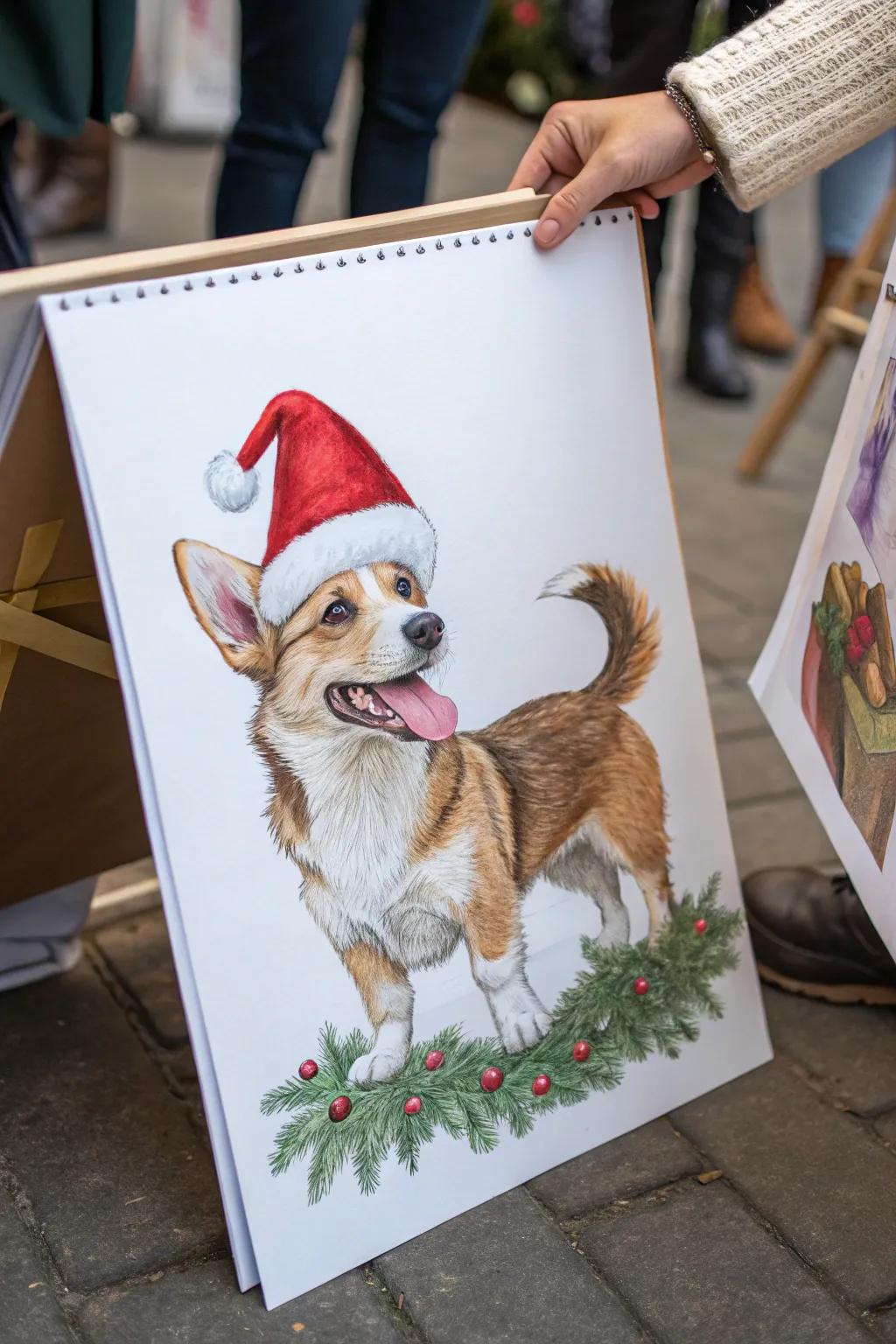 Celebrate the season with adorable Christmas dog drawings.