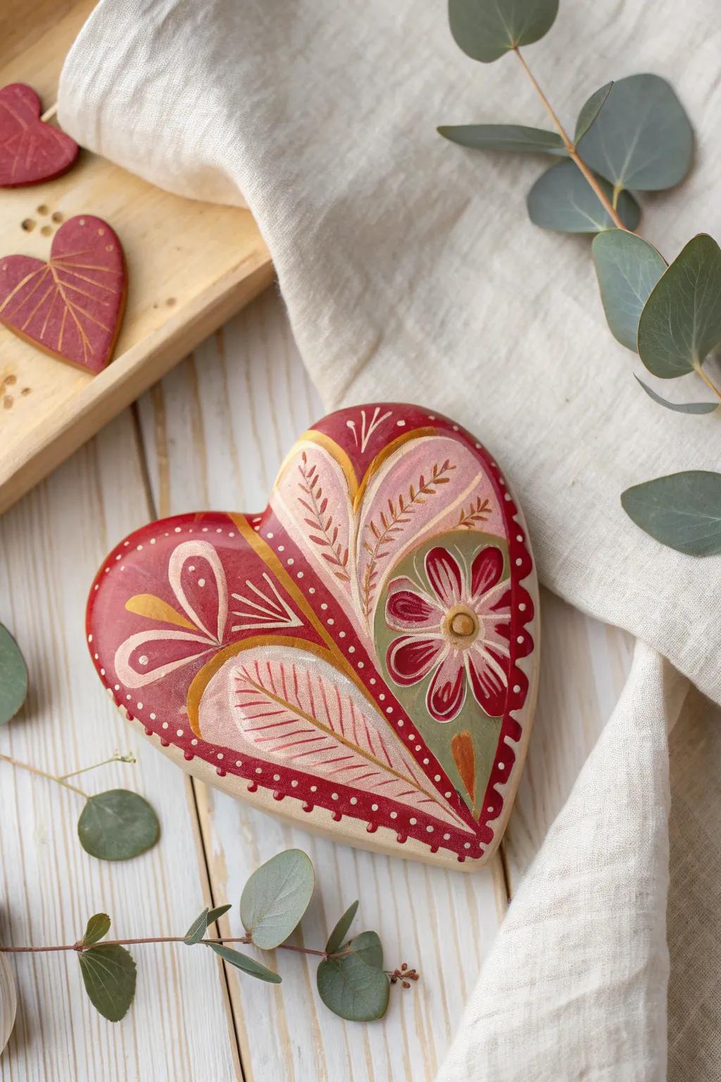 Capture the essence of love and creativity with this stunningly vibrant ceramic heart.