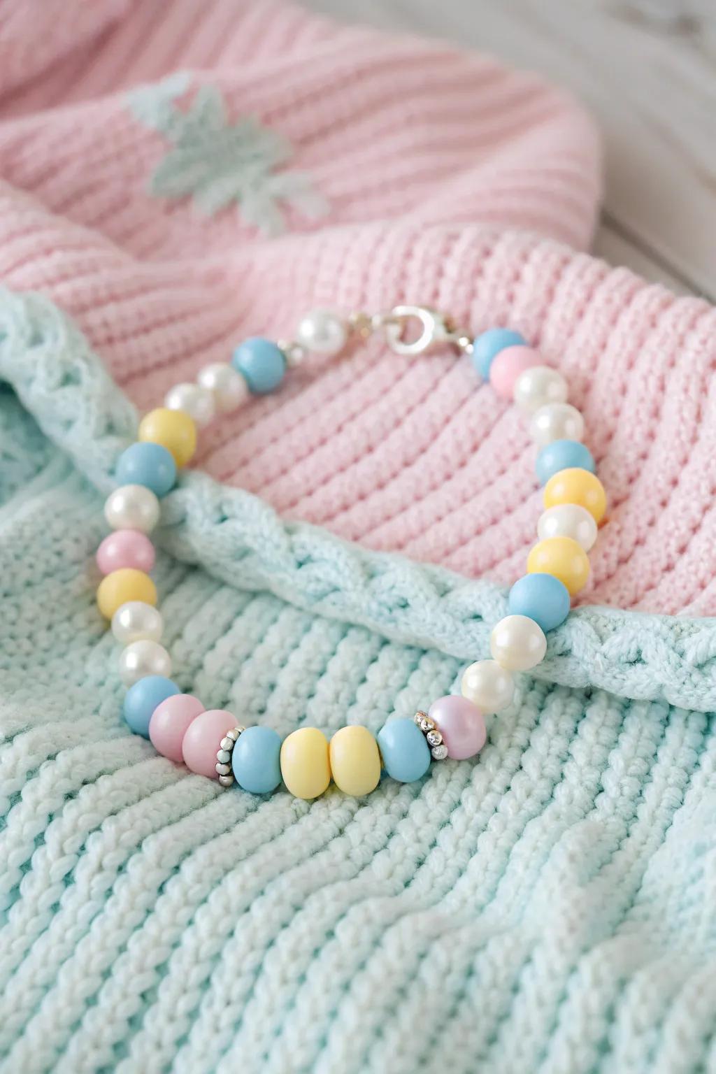 Playful pastels and pearls for a cheerful, fun bracelet.