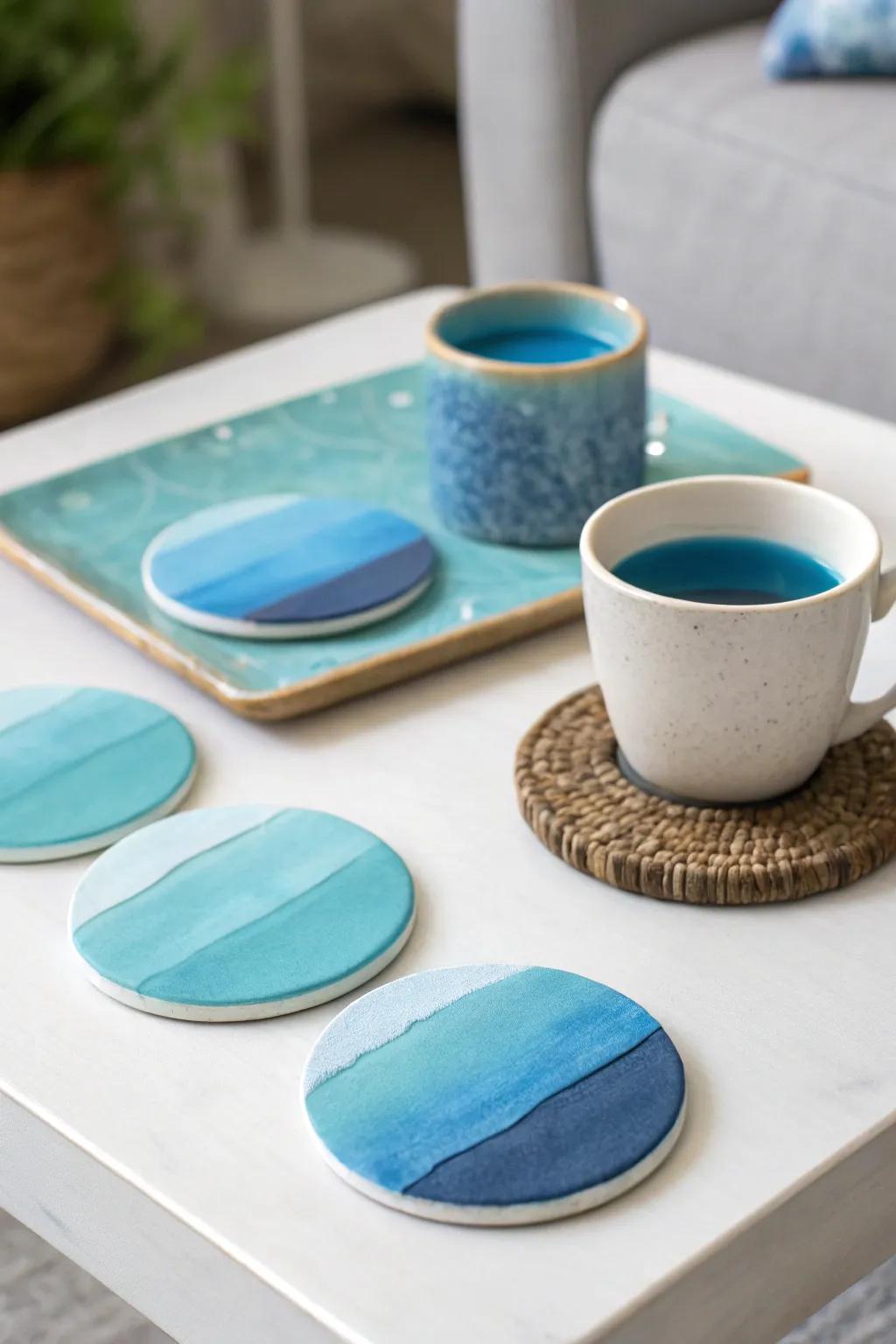 Ombre effect coasters add a calming gradient to your space.