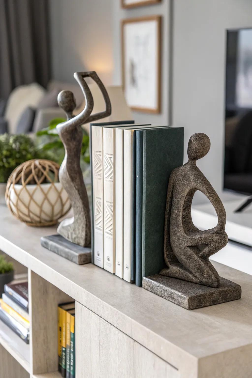 Combine art and utility with functional clay bookends.