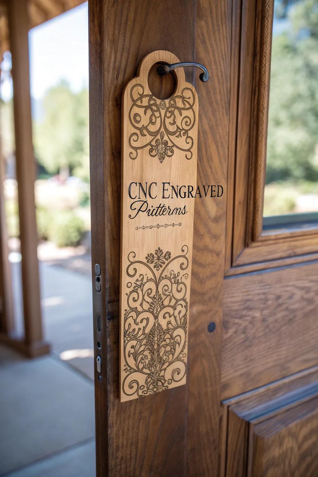 Elevate your space with personalized CNC-engraved door hangers that speak to the art of craftsmanship.