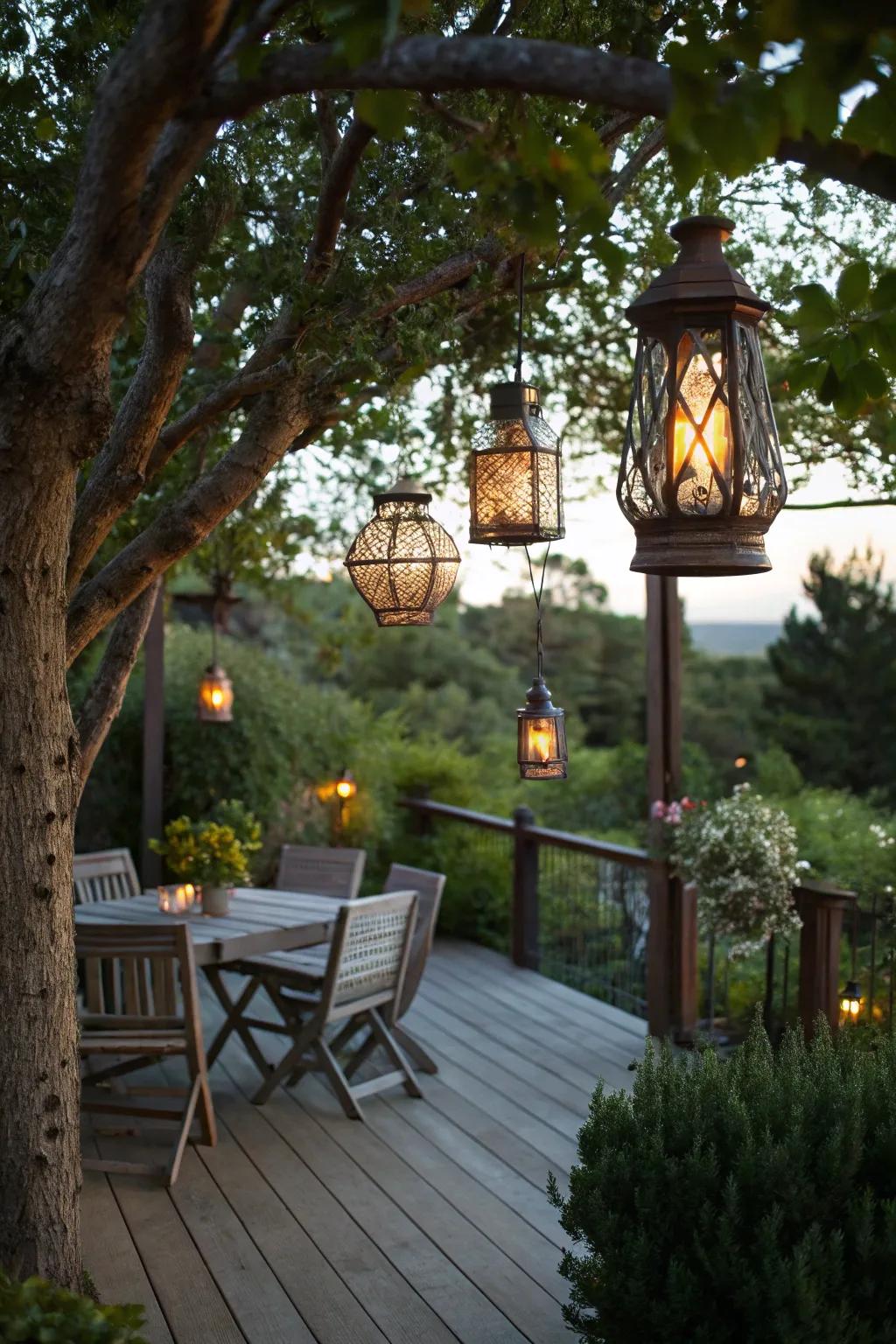 Outdoor nautical lanterns create a magical ambiance in your garden.