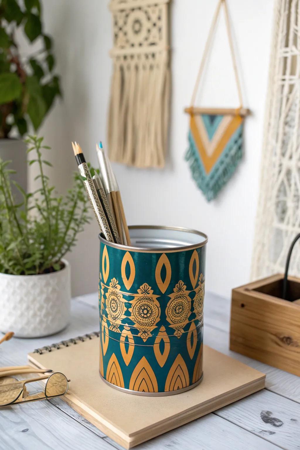 Transform your desk with a touch of vintage charm—crafted from a humble coffee can!