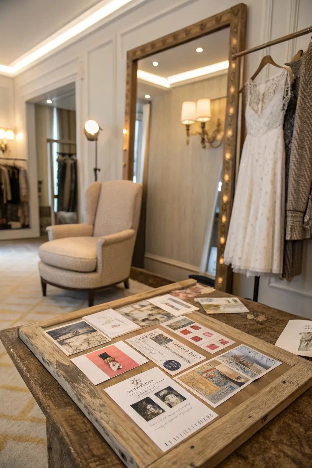 A vintage fashion mood board adds a touch of style to your space.