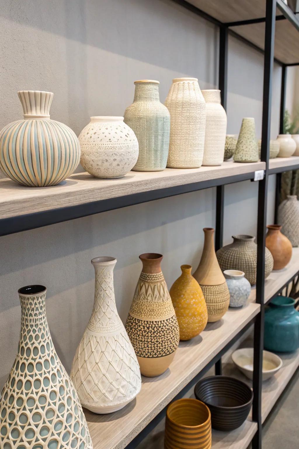 Elegant ceramic vases that serve as both functional and decorative pieces.