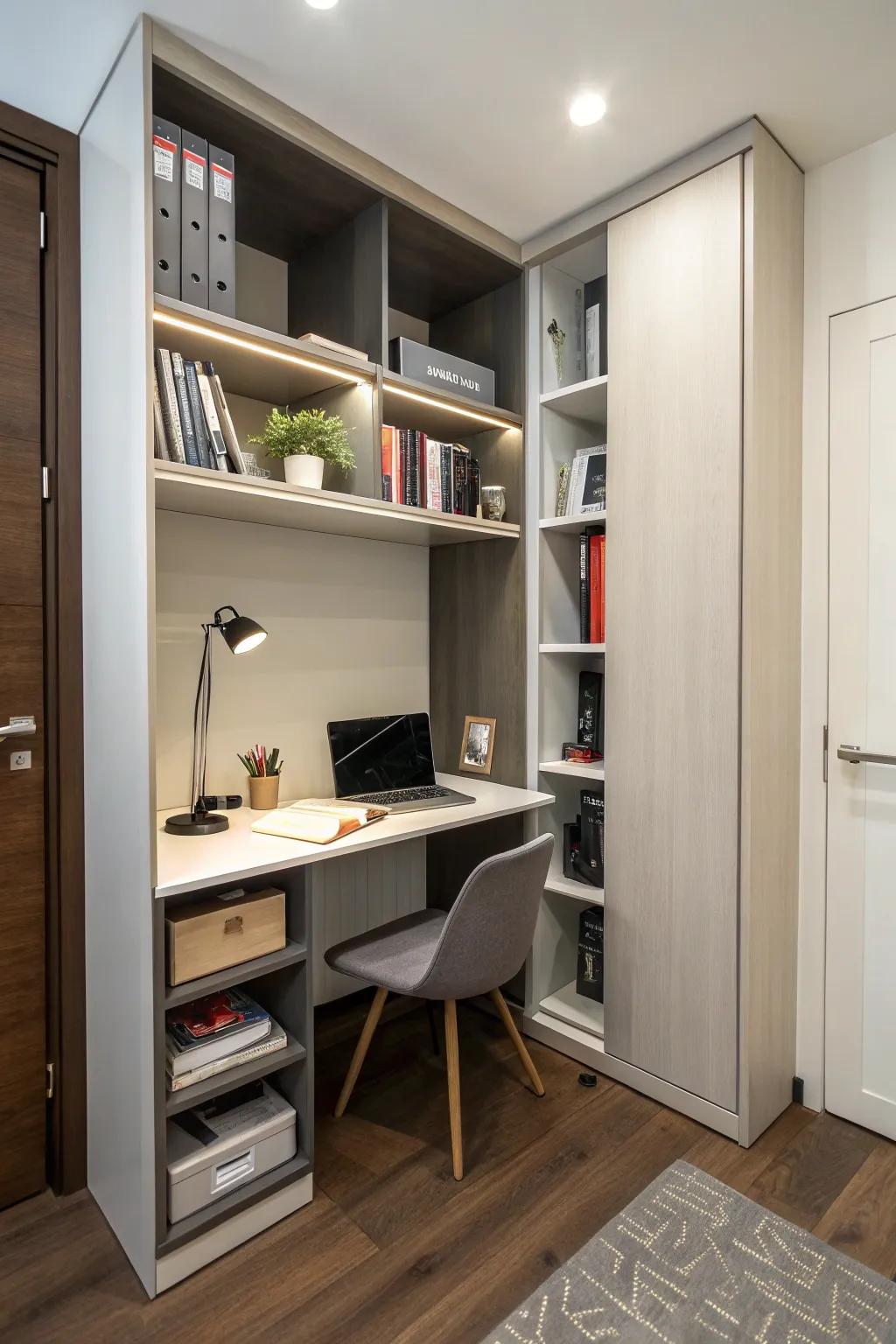 A workspace adds functionality to your closet.