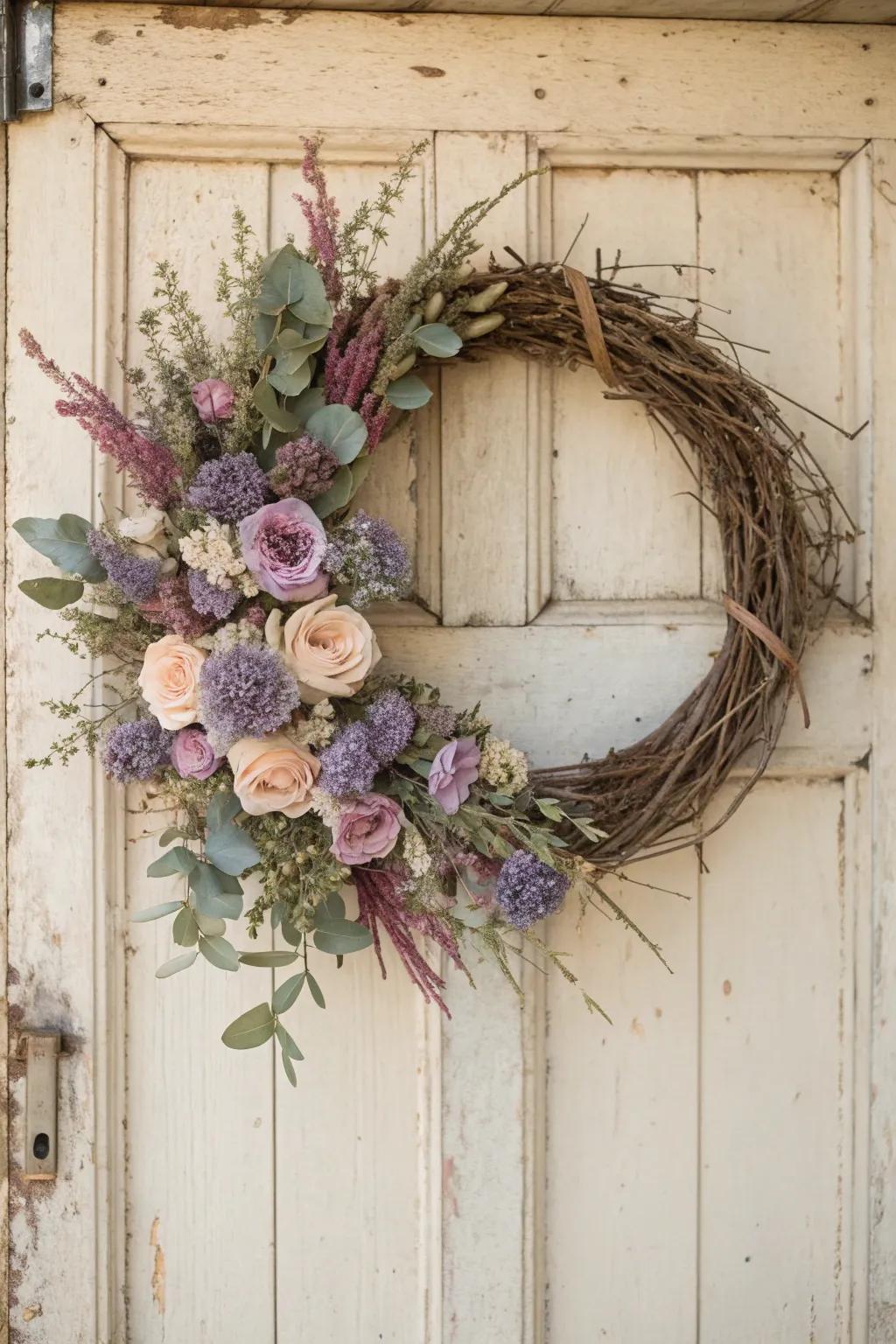 Welcome the seasons with a touch of natural elegance. 🌸🌿 #FloralWreath #ScandiBohoStyle