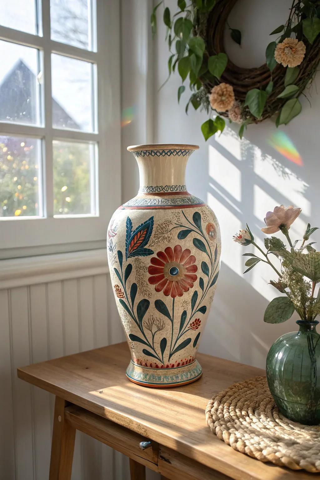 Illuminate your space with the enchanting glow of hand-painted glass. #GlassPainting #CraftNight #ScandiBoho