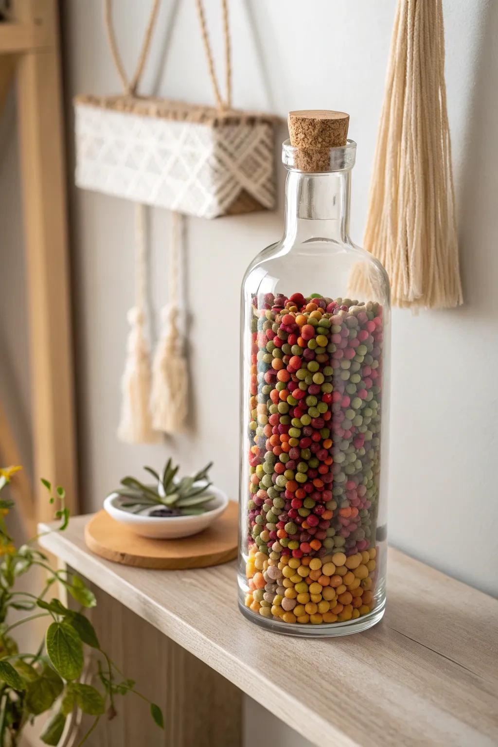 Transform your kitchen with elegant glass bottle storage jars—where minimalism meets vibrant functionality.