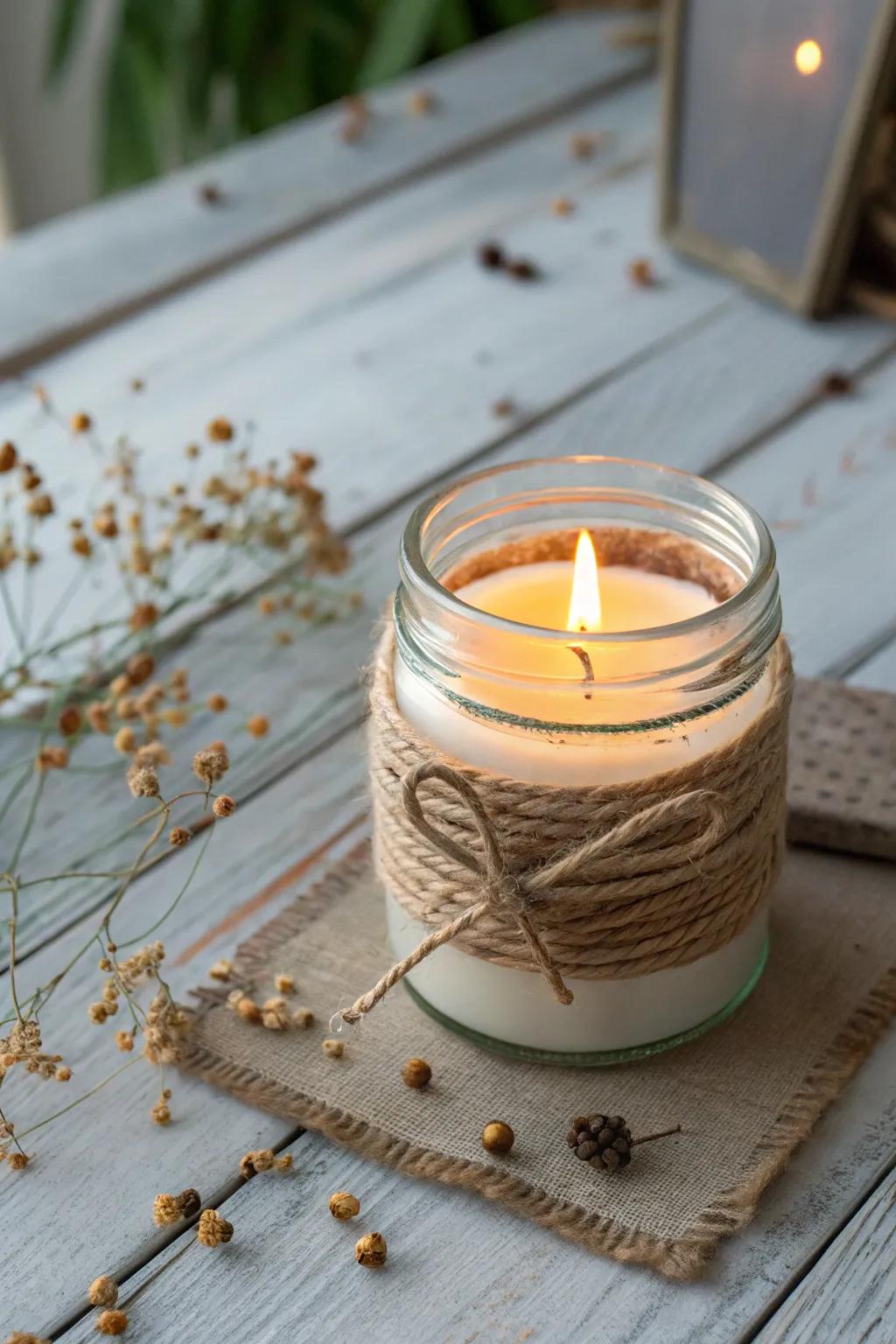Embrace cozy elegance with this rustic jar candle holder—where Scandinavian minimalism meets Boho charm.