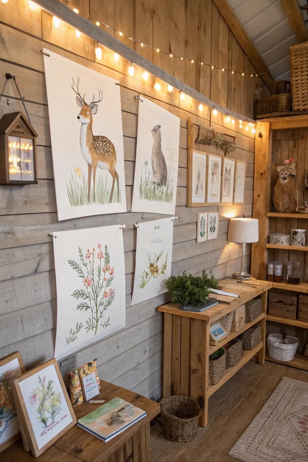 Gentle woodland creature drawings that bring a sense of peace to your decor.