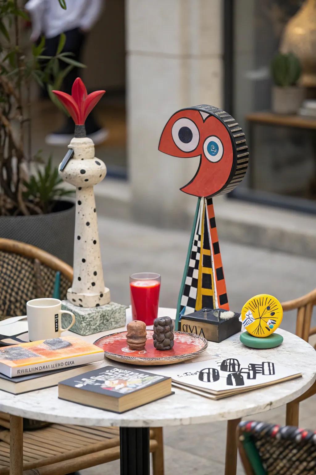 Quirky objects can add a playful and intriguing element to your corner table.