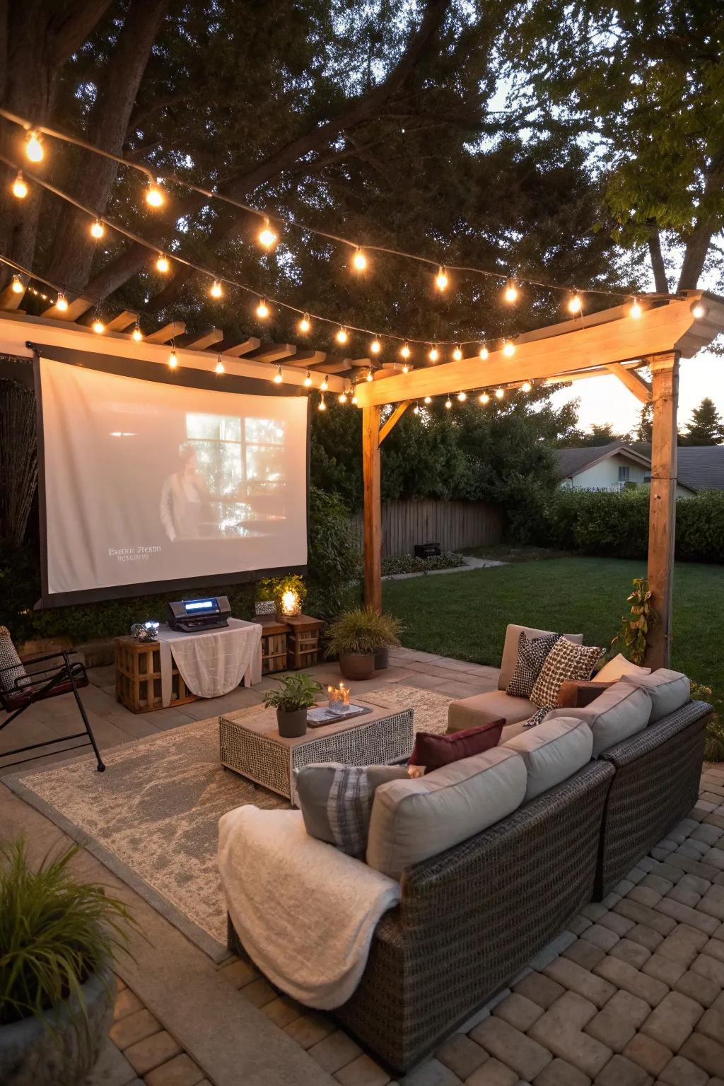 An outdoor movie setup for film enthusiasts.