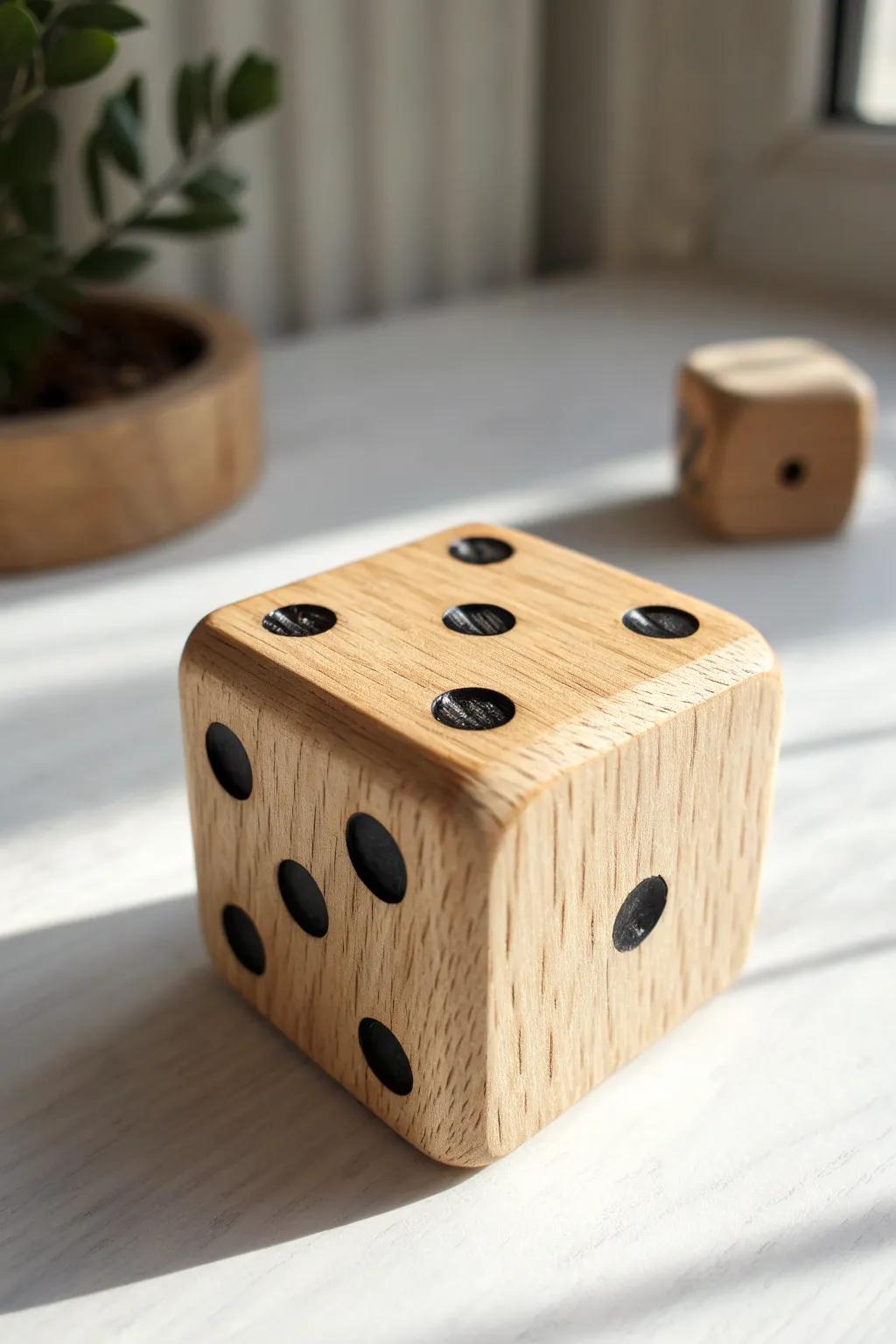 Elevate your fridge decor with these chic and playful wooden dice magnets!