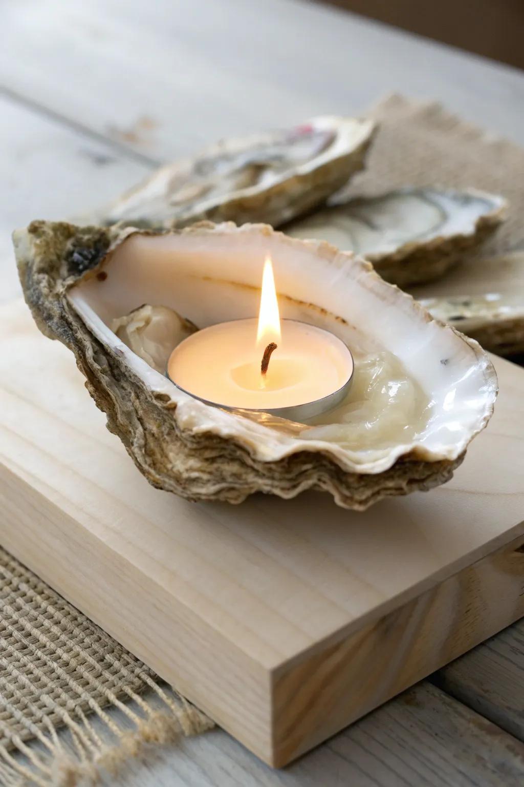Bring a touch of coastal elegance to your home with these DIY oyster shell candles. Perfect for gifting or keeping!