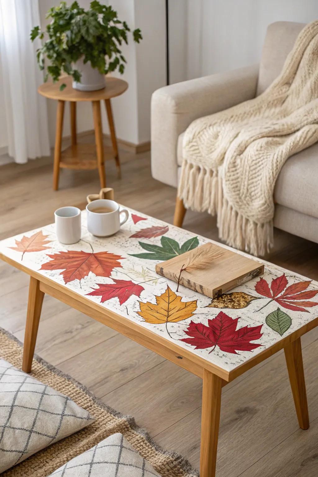 Transform your coffee table with seasonal decoupage for a fresh, vibrant look every season!