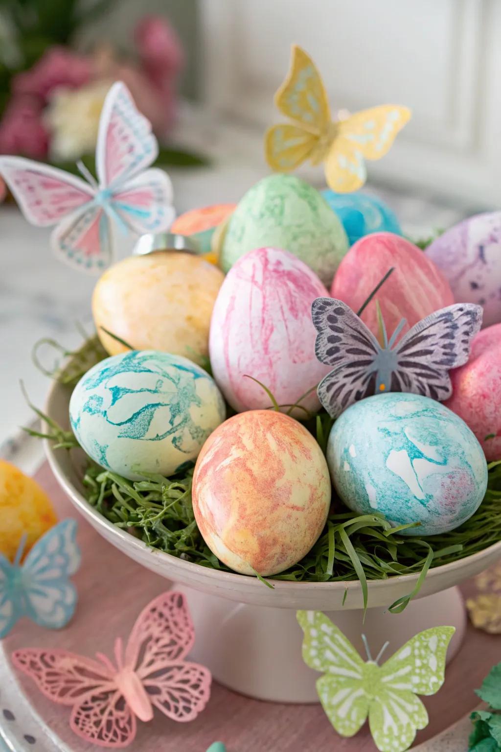 An Easter egg centerpiece adds vibrancy and elegance to your dining table.