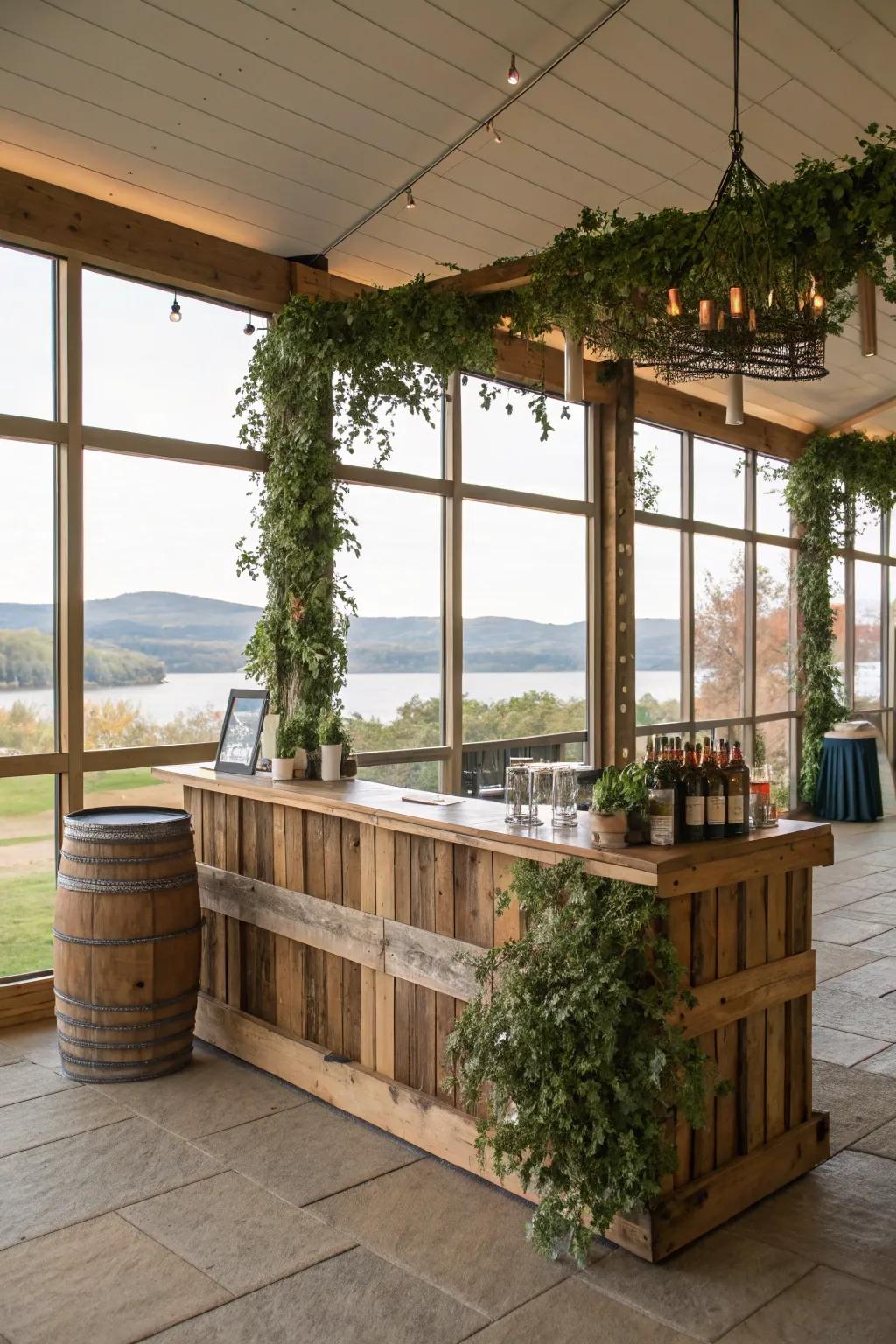 A pallet bar designed to take full advantage of a beautiful view.