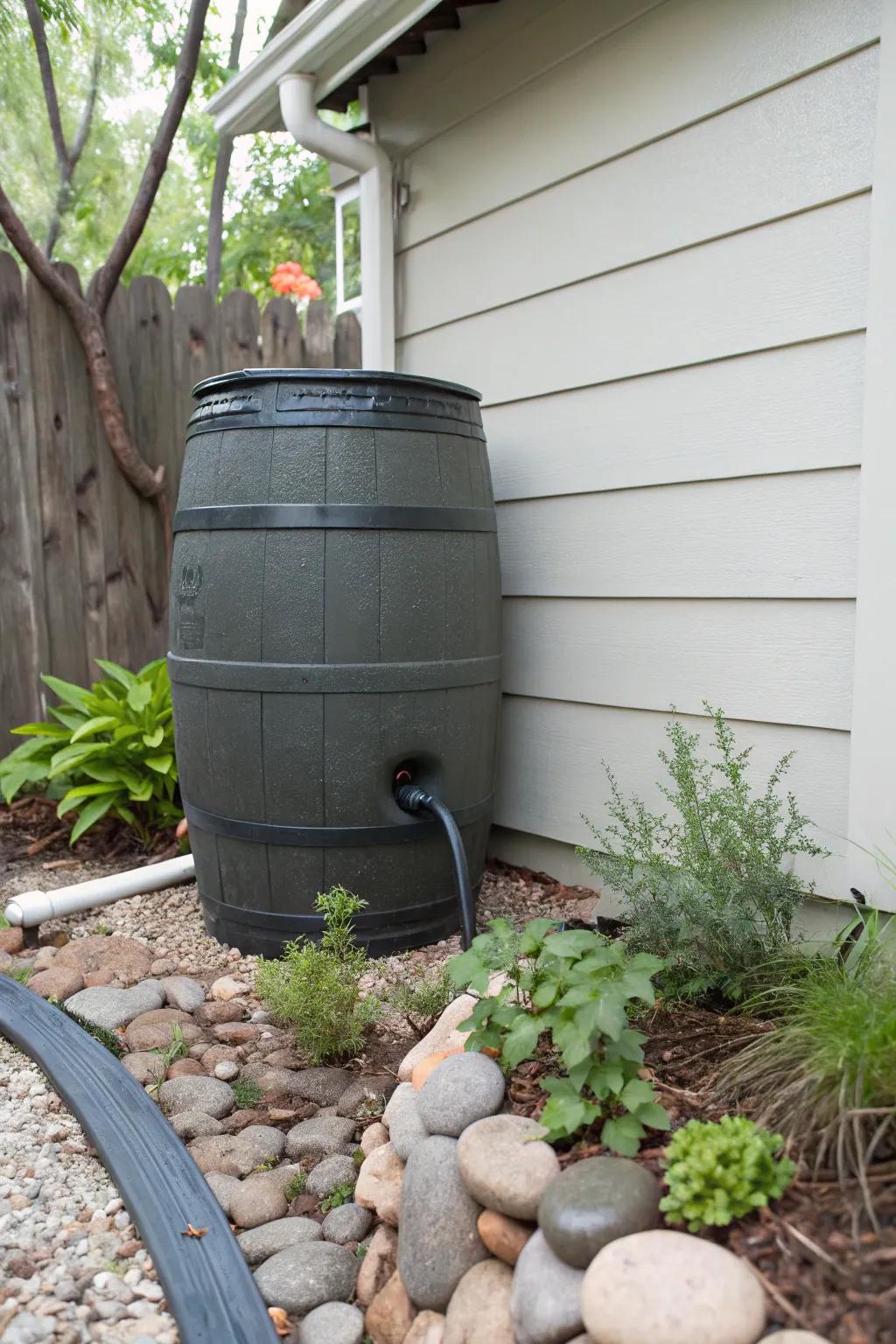 An underground rain barrel offers a hidden solution for water collection.