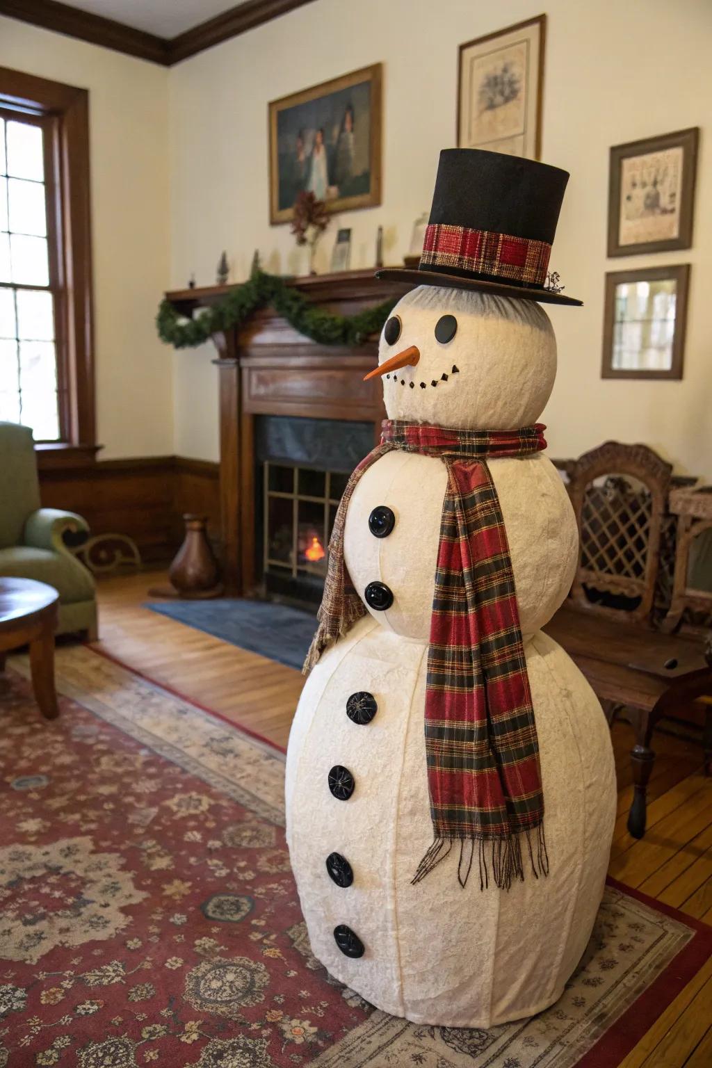 Nostalgic and charming, this snowman brings history to your decor.